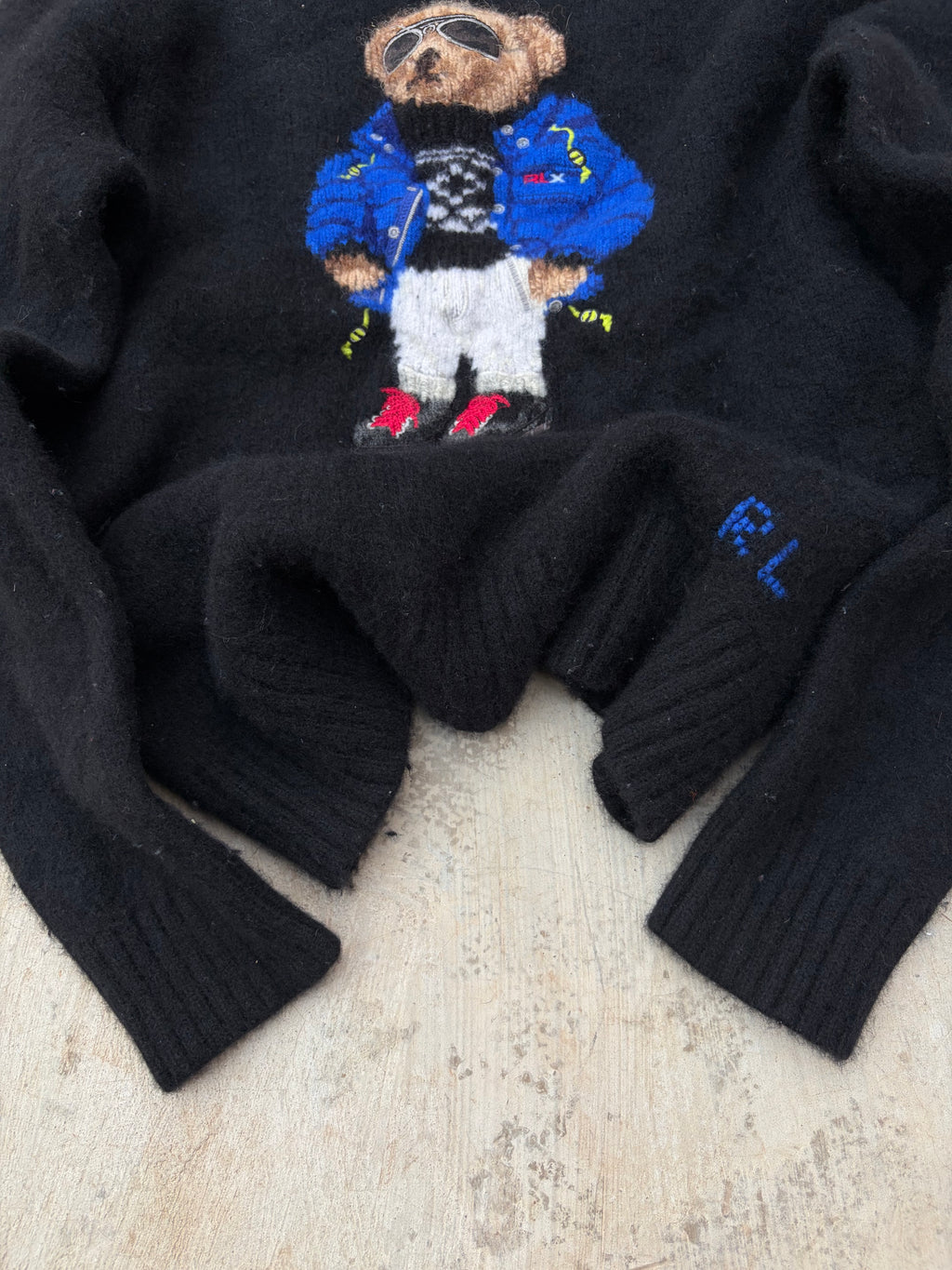 Vintage 00s Polo Ralph Lauren Ski-Bear Knit Sweater M