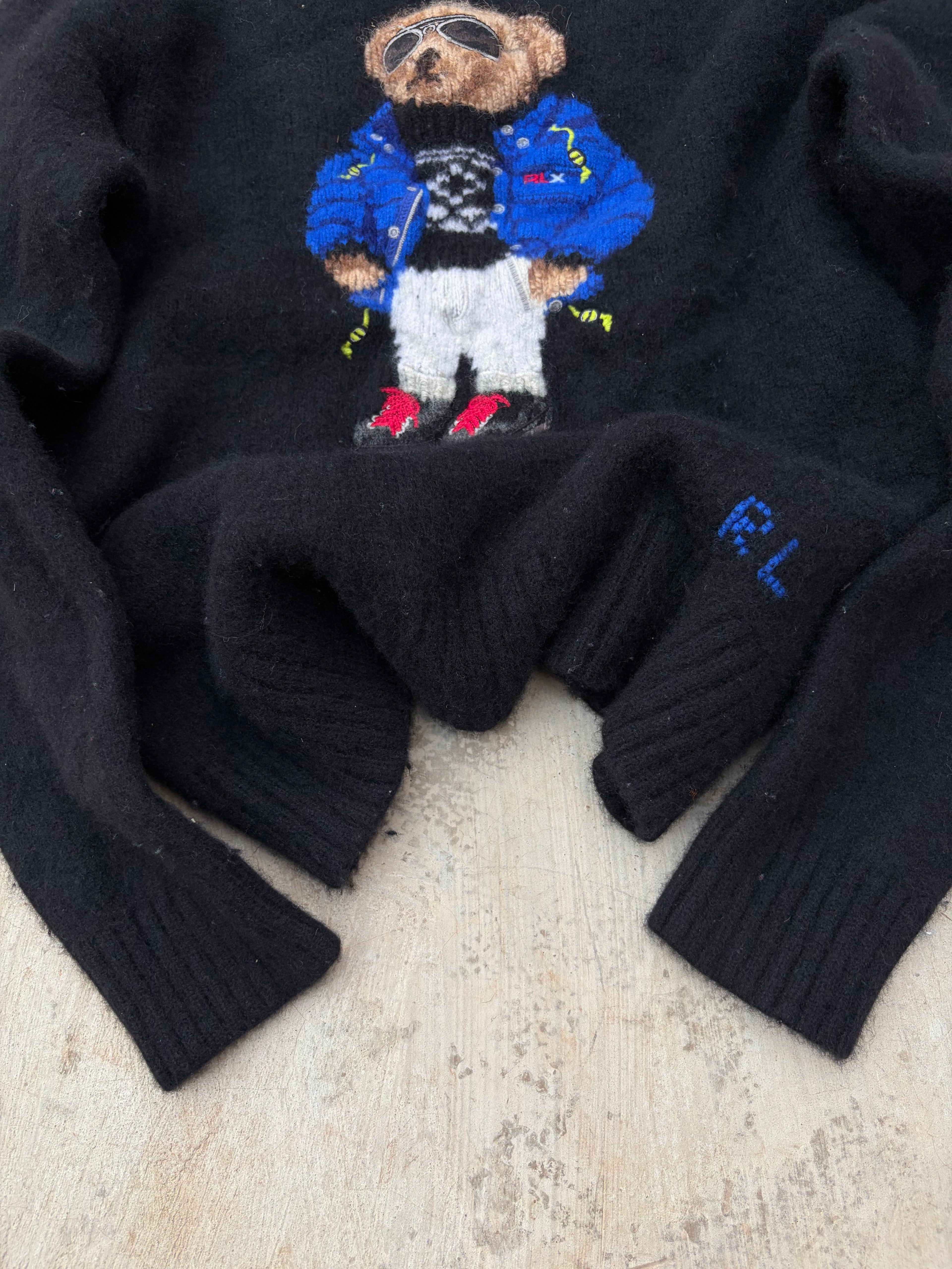 Vintage 00s Polo Ralph Lauren Ski-Bear Knit Sweater M