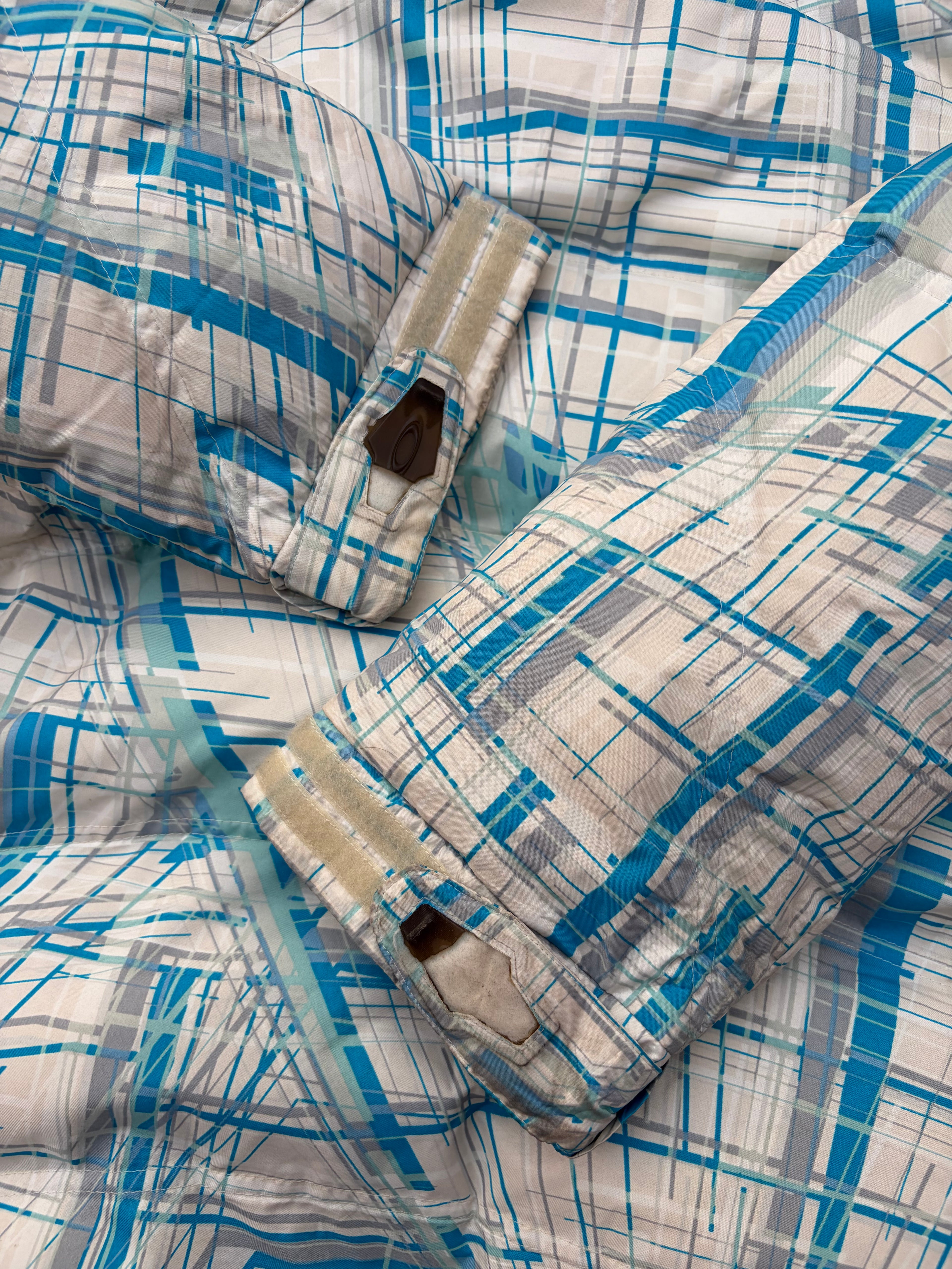 00s Oakley Down Blue Geometric Pattern Magnetic Closure Tech Jacket S/M