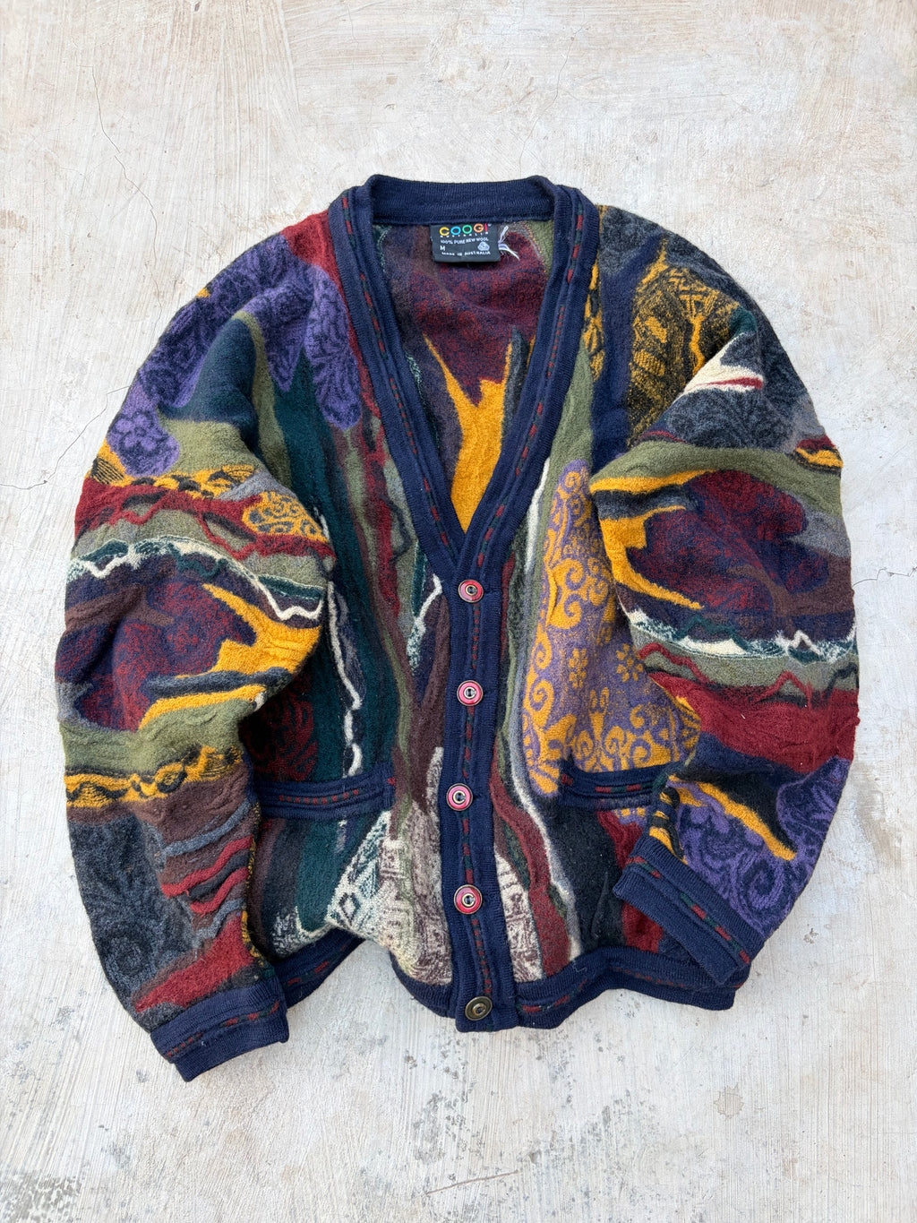 Vintage 90s COOGI Australia Pure New Wool Cardigan Size M