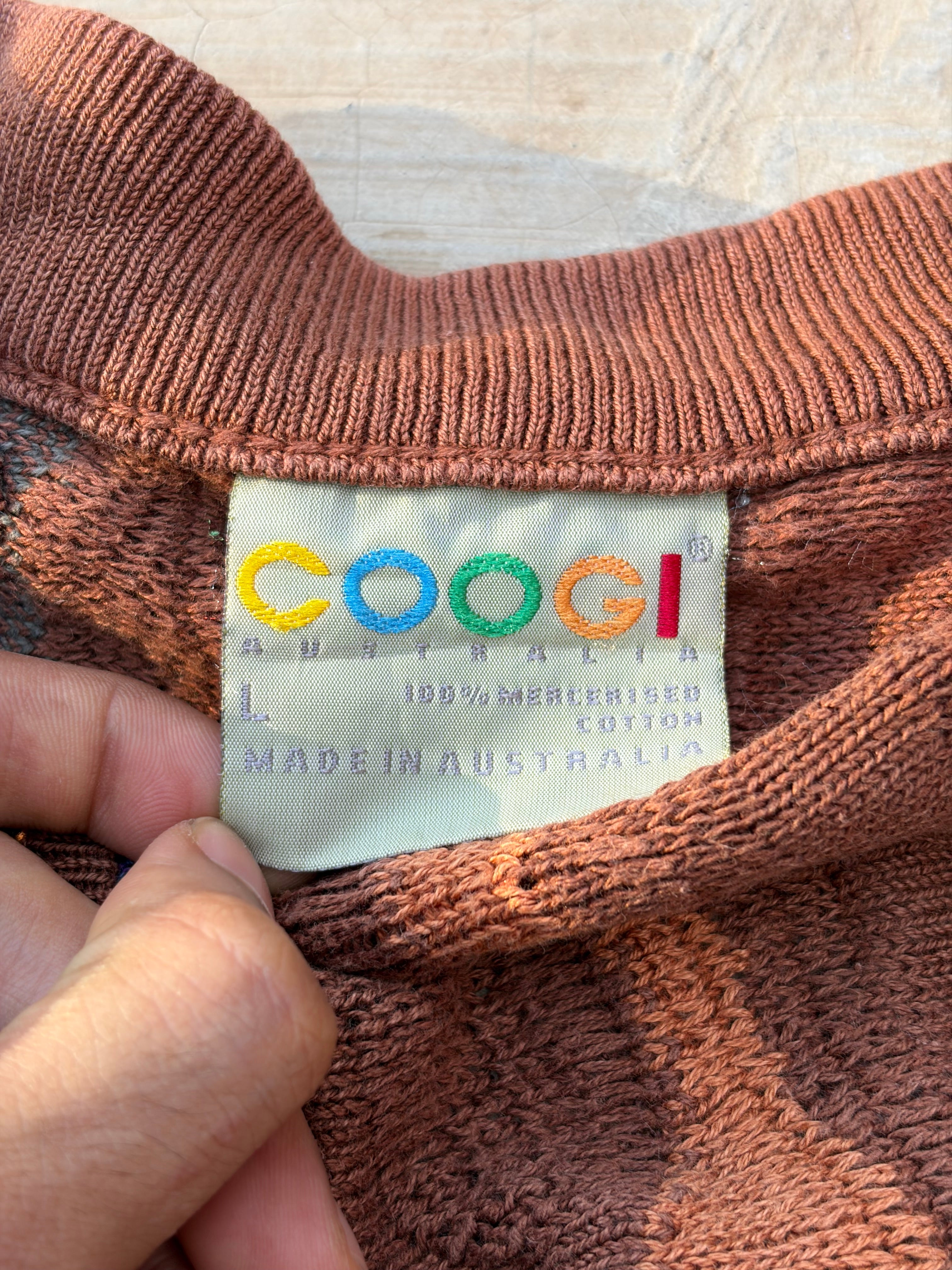 Vintage 90s COOGI Australia 3D Textured Knit Cardigan Size XL