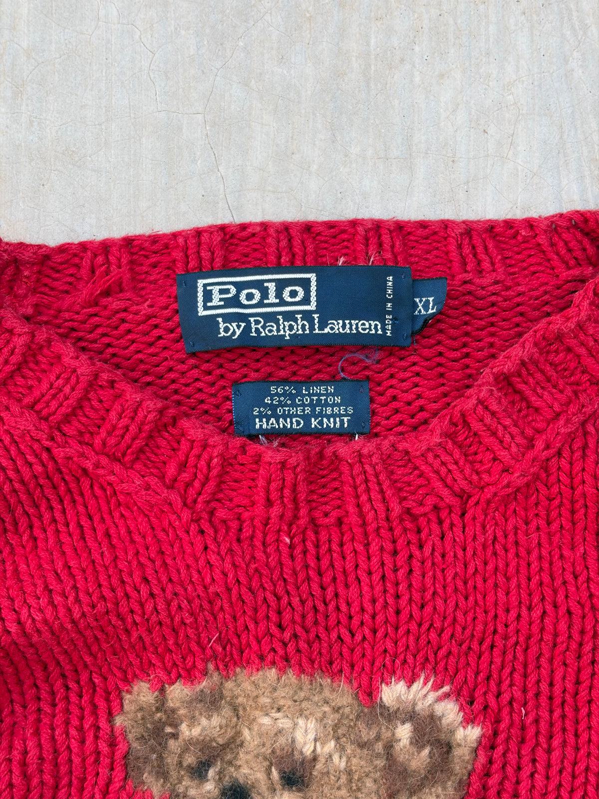 Rare 2001 Vintage Polo Ralph Lauren Polo Bear Sweater Hand Knit L/XL
