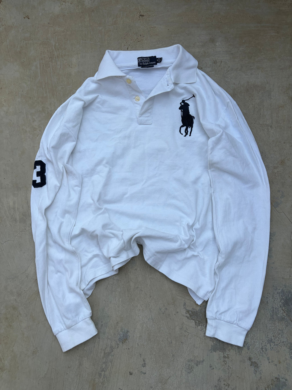 Vintage Polo Ralph Lauren White Long Sleeve Rugby Polo S