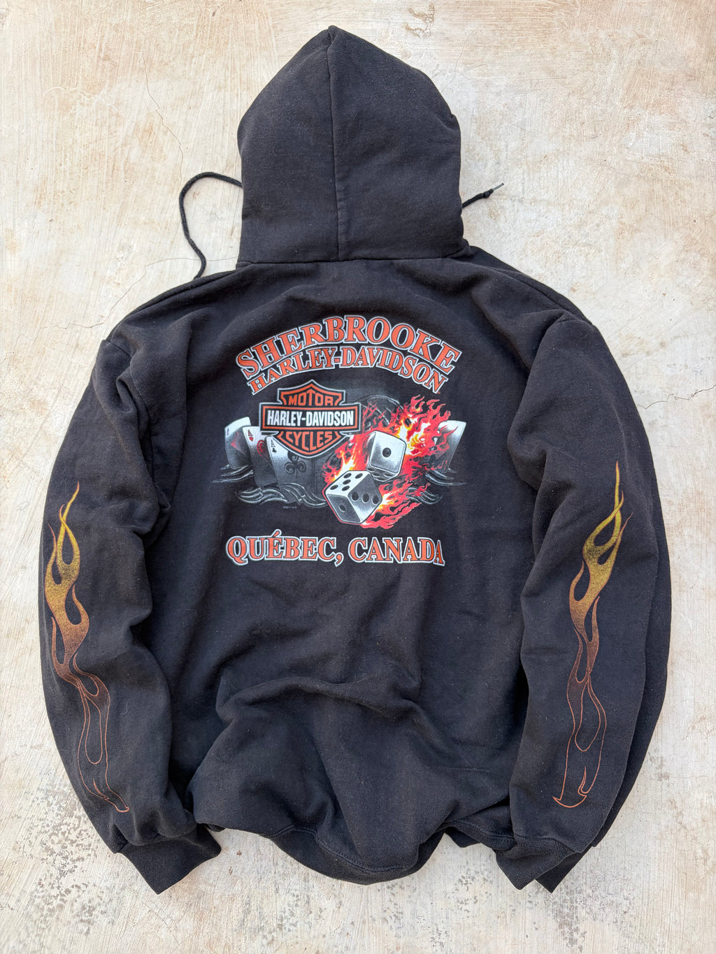 Vintage 2011 Y2K Harley-Davidson Flame Sleeve Full-Zip Hoodie L