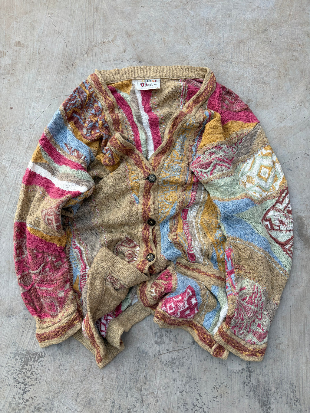 Vintage 90s COOGI Australia Classic Linen Cotton Knit Cardigan Sweater M