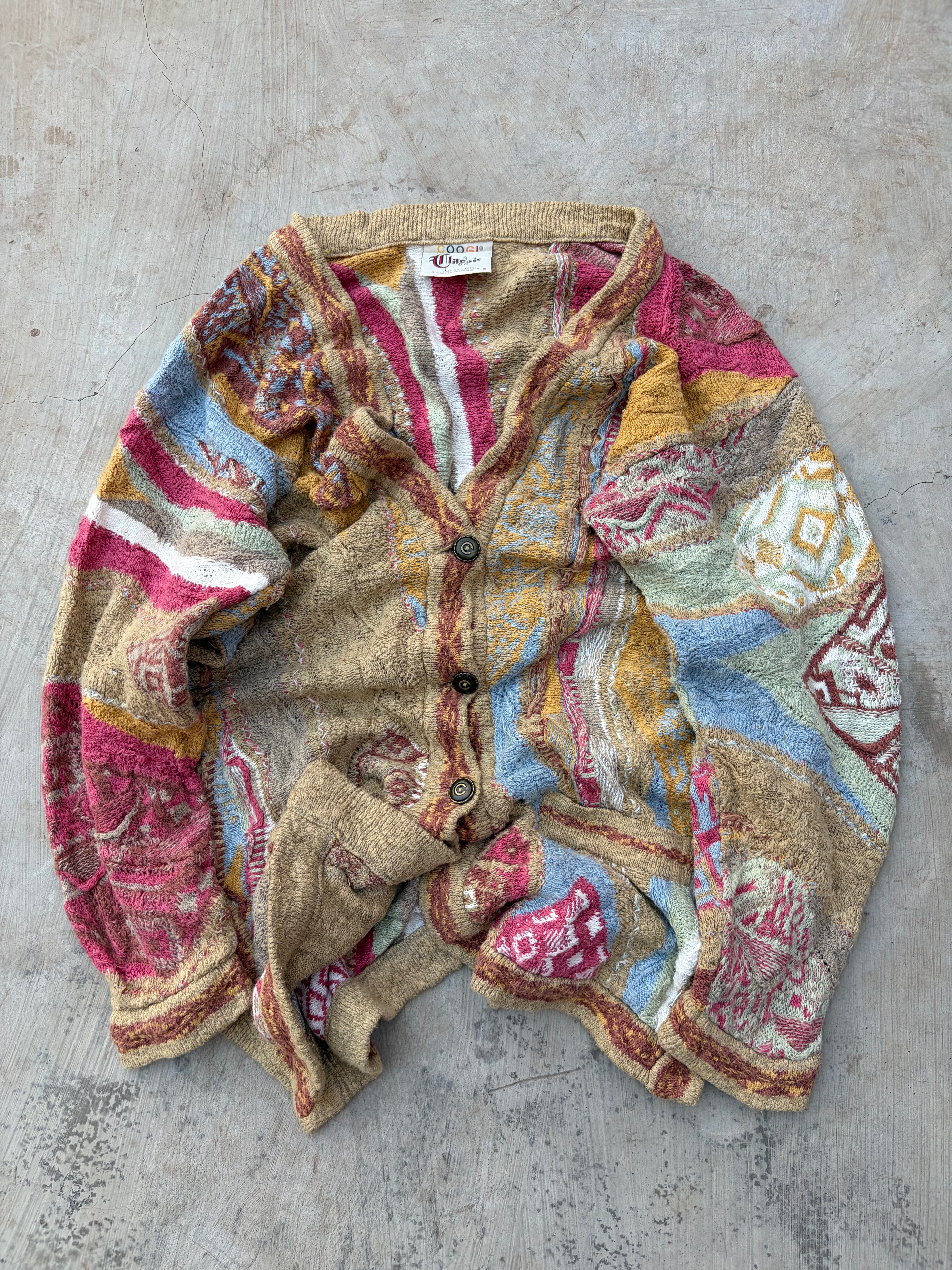 Vintage 90s COOGI Australia Classic Linen Cotton Knit Cardigan Sweater M