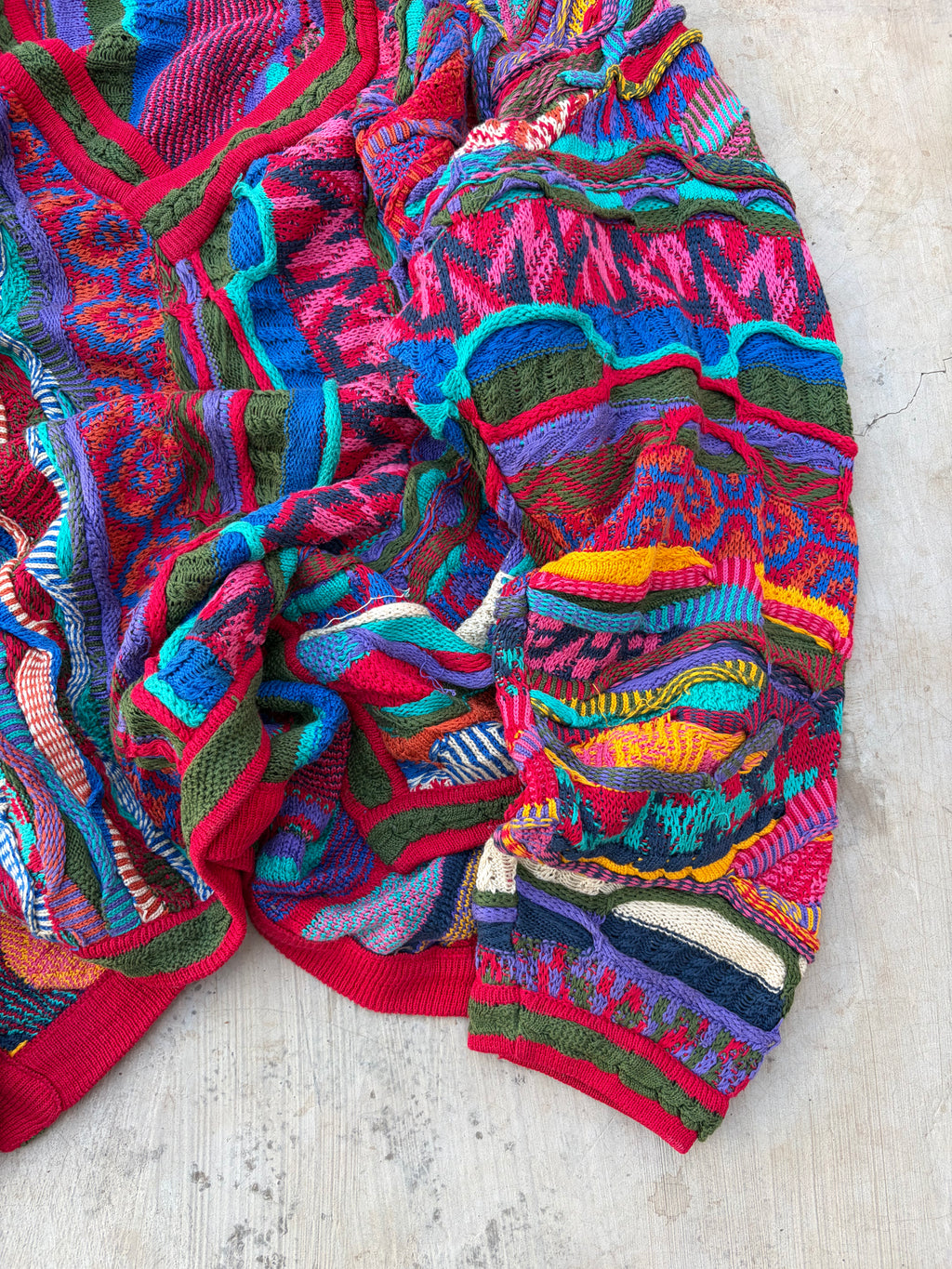 Vintage 90s COOGI Australia 3D Mercerised Cotton Knit Cardigan Size XL