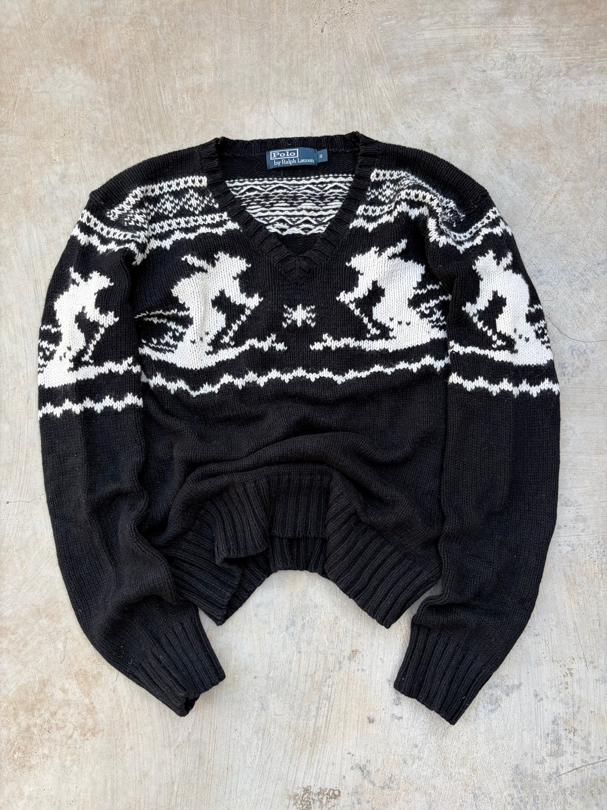 Vintage Polo Ralph Lauren Fair Isle V-Neck Sweater S/M