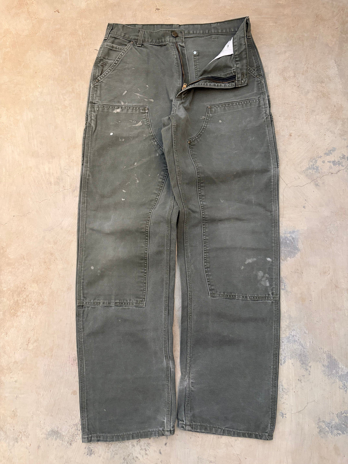 Vintage Painted & Faded Carhartt Double Knee Mos 34