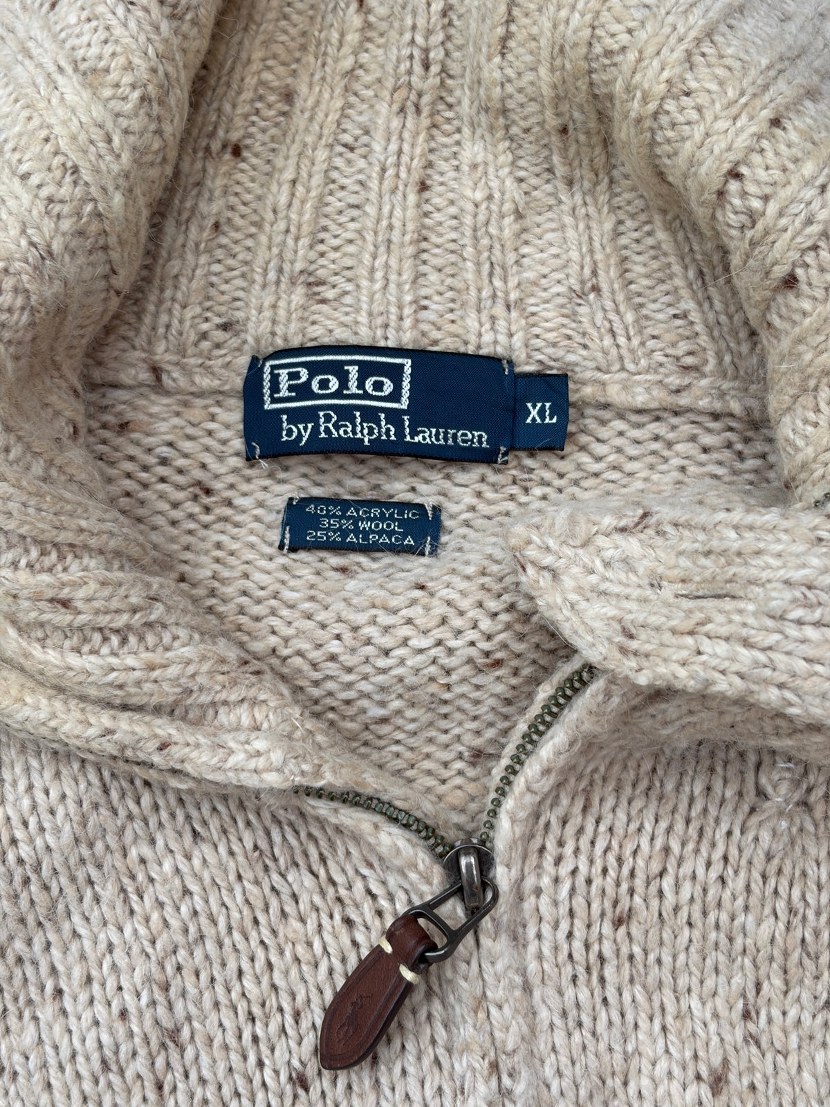 Vintage 90s Polo Ralph Lauren Alpaca Wool Quarter-Zip Knit Sweater M/L