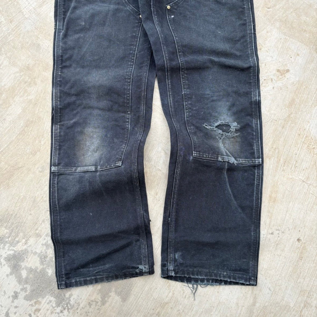 Vintage Sunfaded Carhartt Double Knee Pant B01 BLK 30