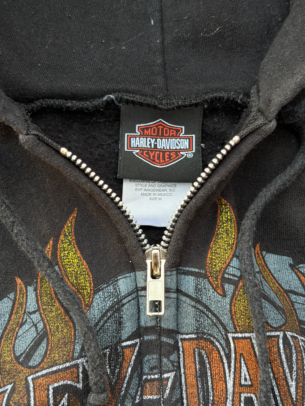Vintage 2011 Y2K Harley-Davidson Flame Sleeve Full-Zip Hoodie L