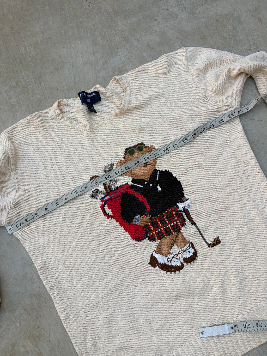 Rare 90s Vintage Ralph Lauren Polo Sport Polo Bear Golf Sweater L