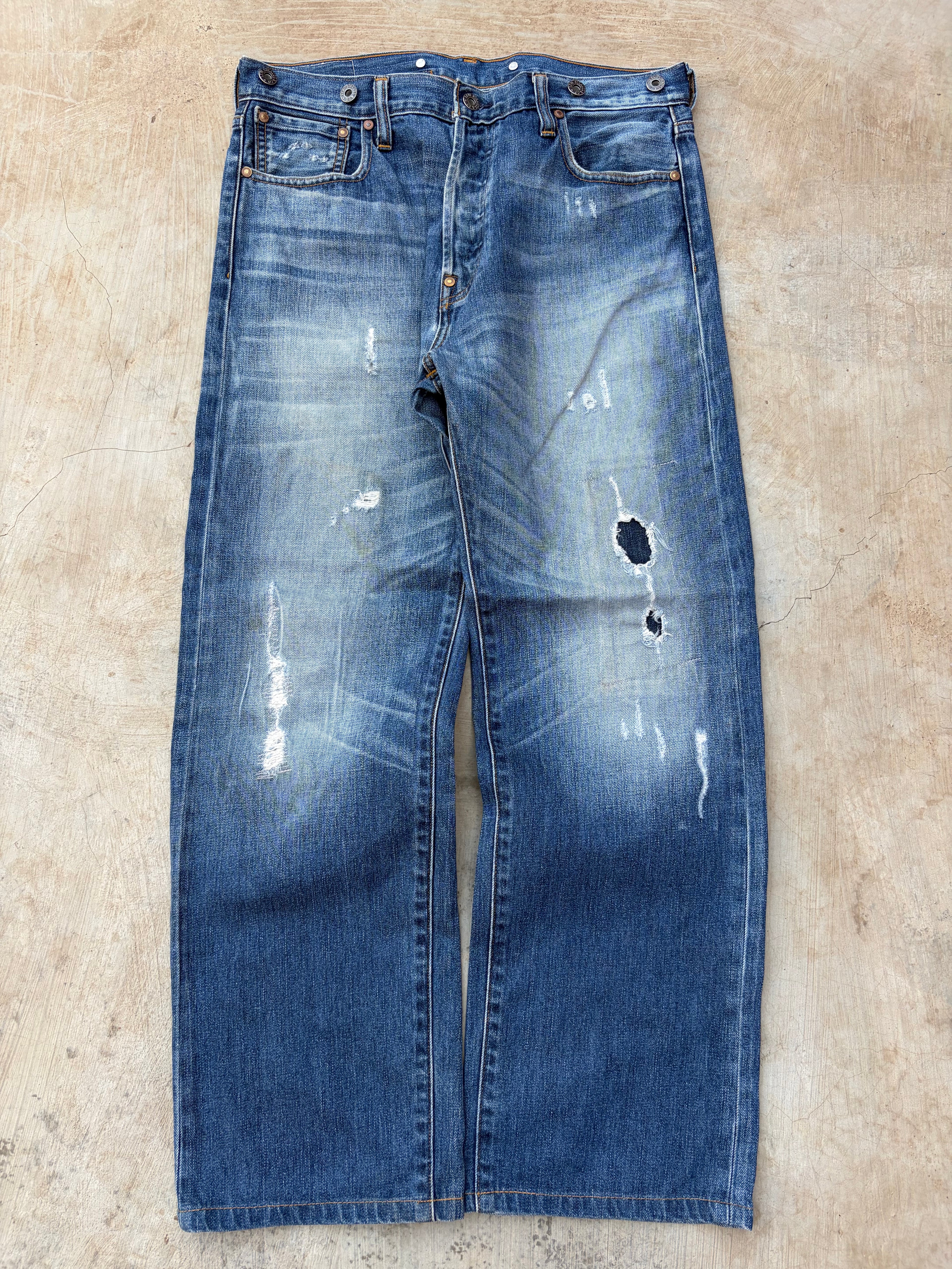 Vintage Levi’s 201 Denim Jeans Buckle Belt Straight Fit 30