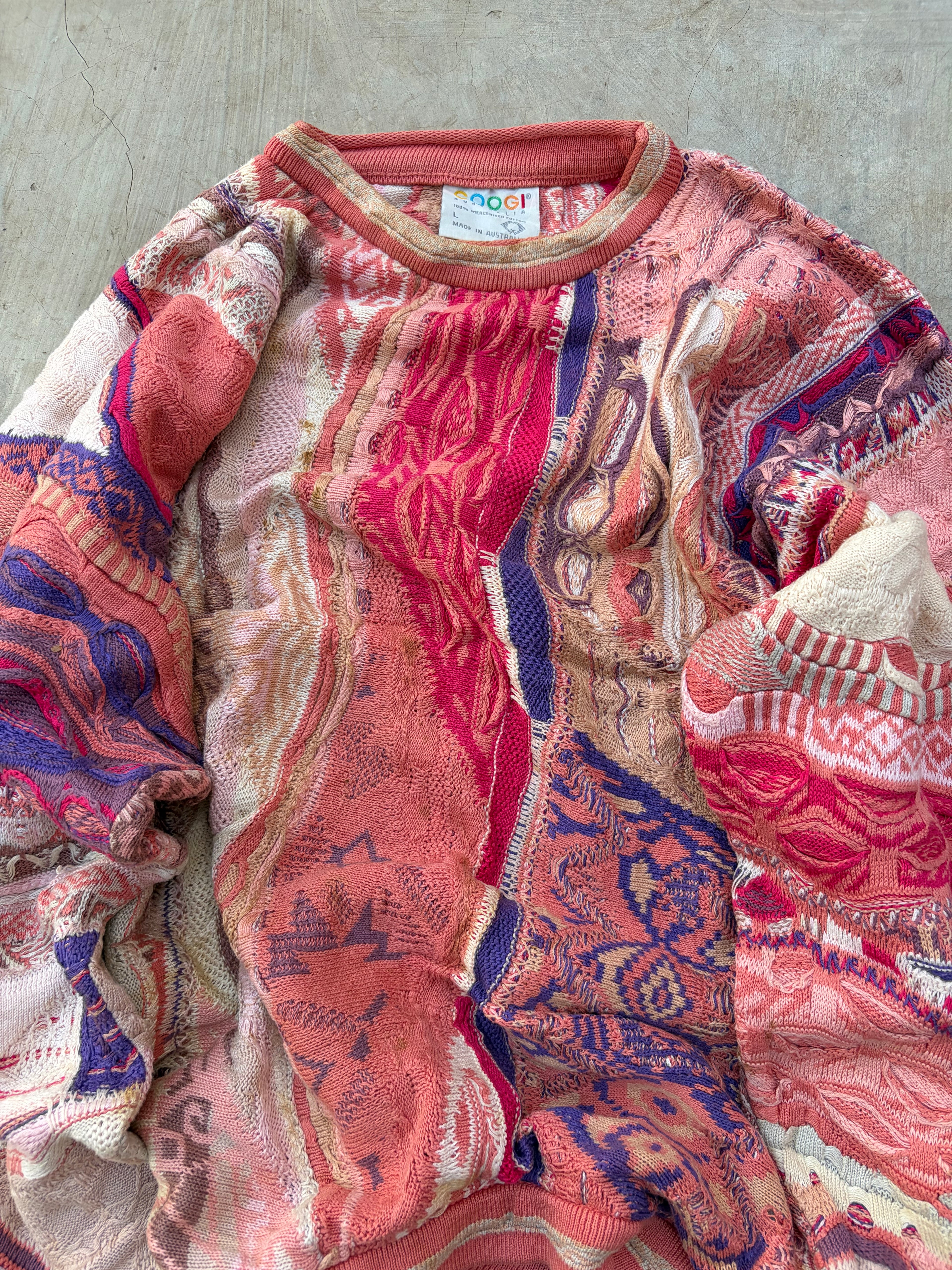 Vintage 90s COOGI Australia 3D Textured Knit Sweater L
