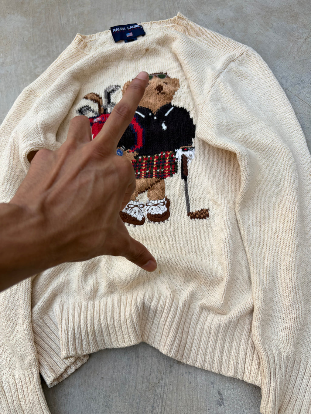 Rare Vintage 90s Ralph Lauren Polo Sport Polo Bear Ski Sweater M/L