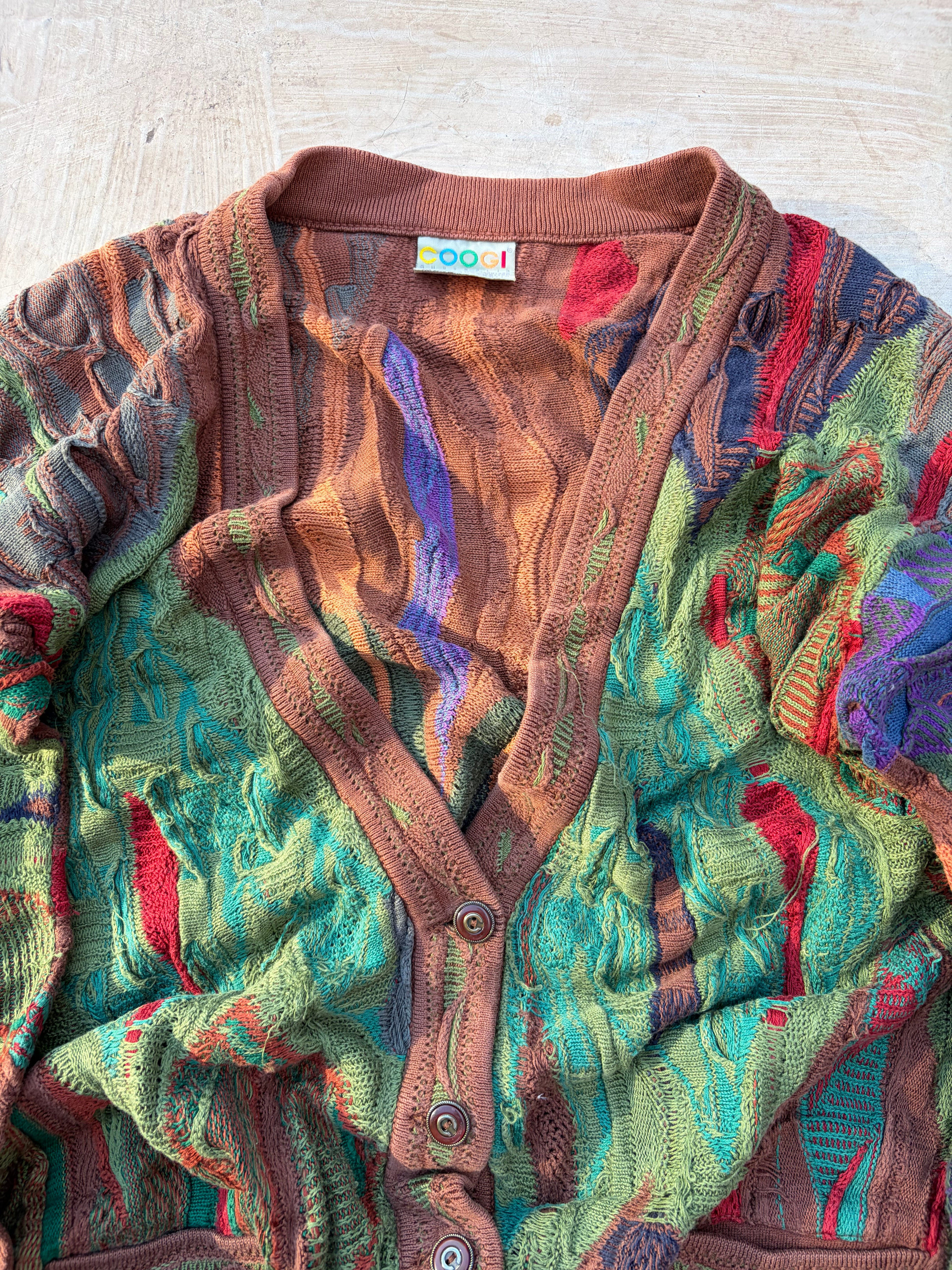 Vintage 90s COOGI Australia 3D Textured Knit Cardigan Size XL