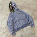 Vintage Bape Heather Shark Full Zip Up Hoodie L
