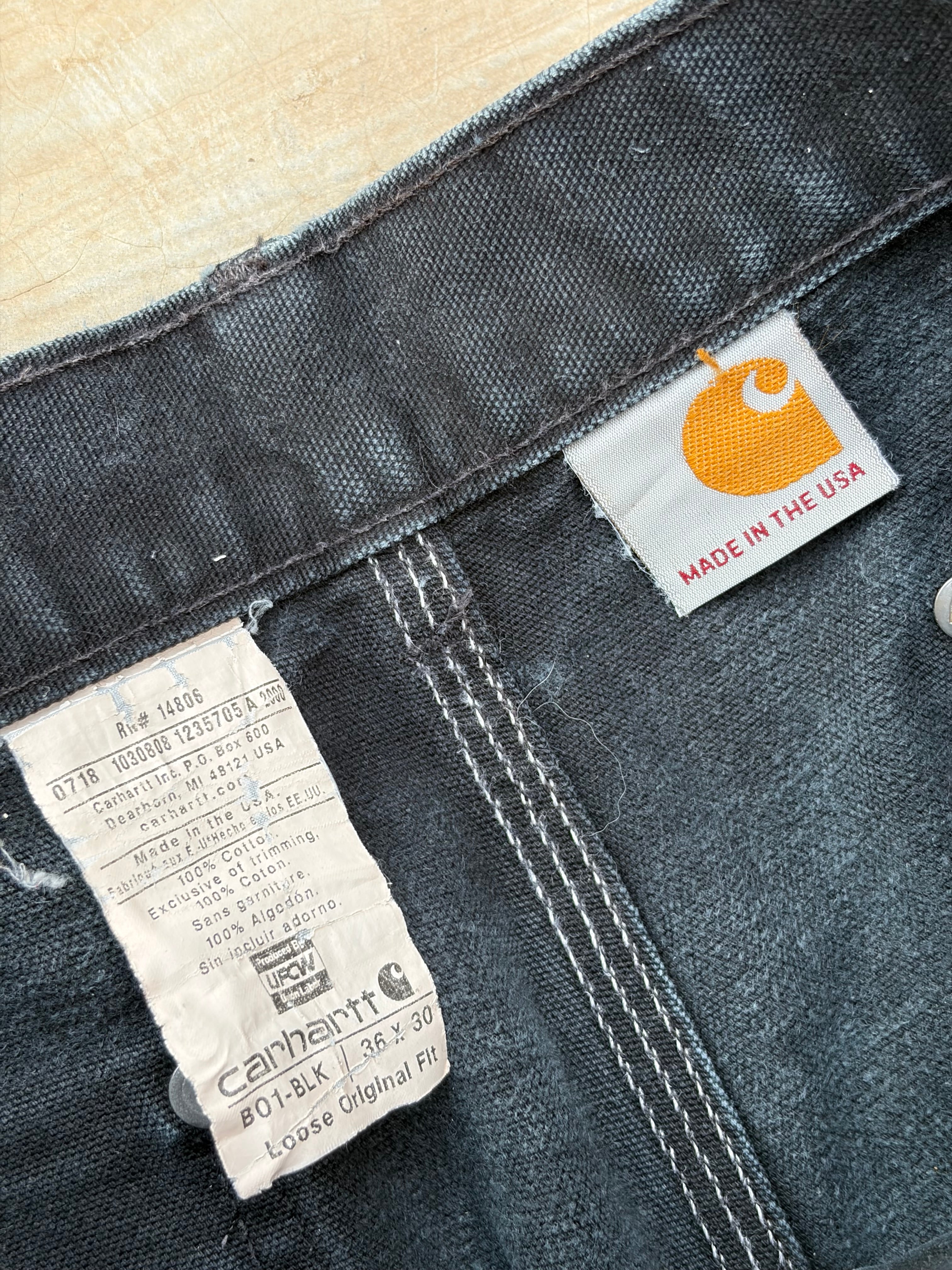 Vintage Carhartt Double Knee Carpenter Pants Faded Black Vintage Workwear 36x29.5
