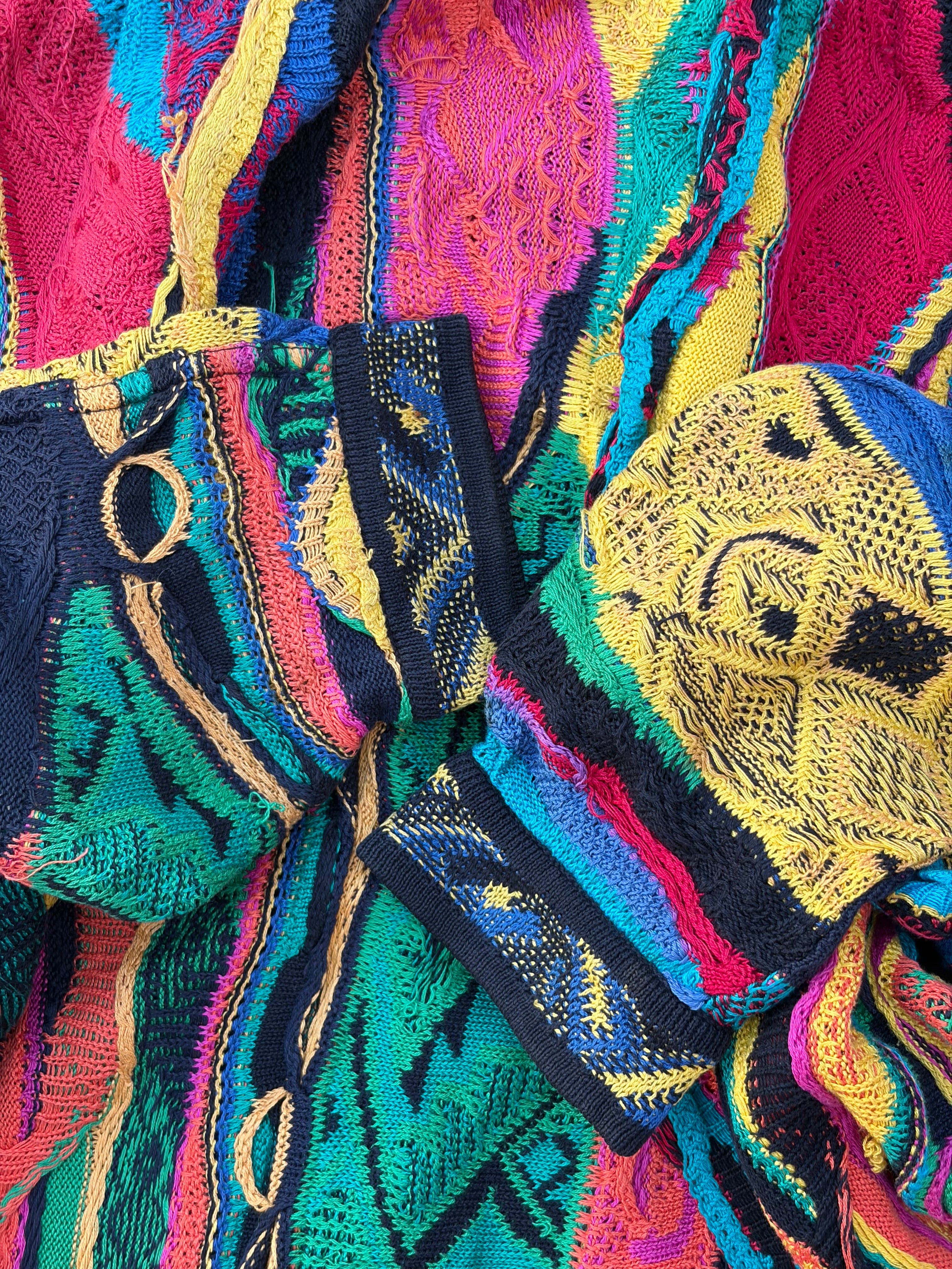 Vintage 90s COOGI Australia 3D Mercerised Cotton Zip Knit Sweater S