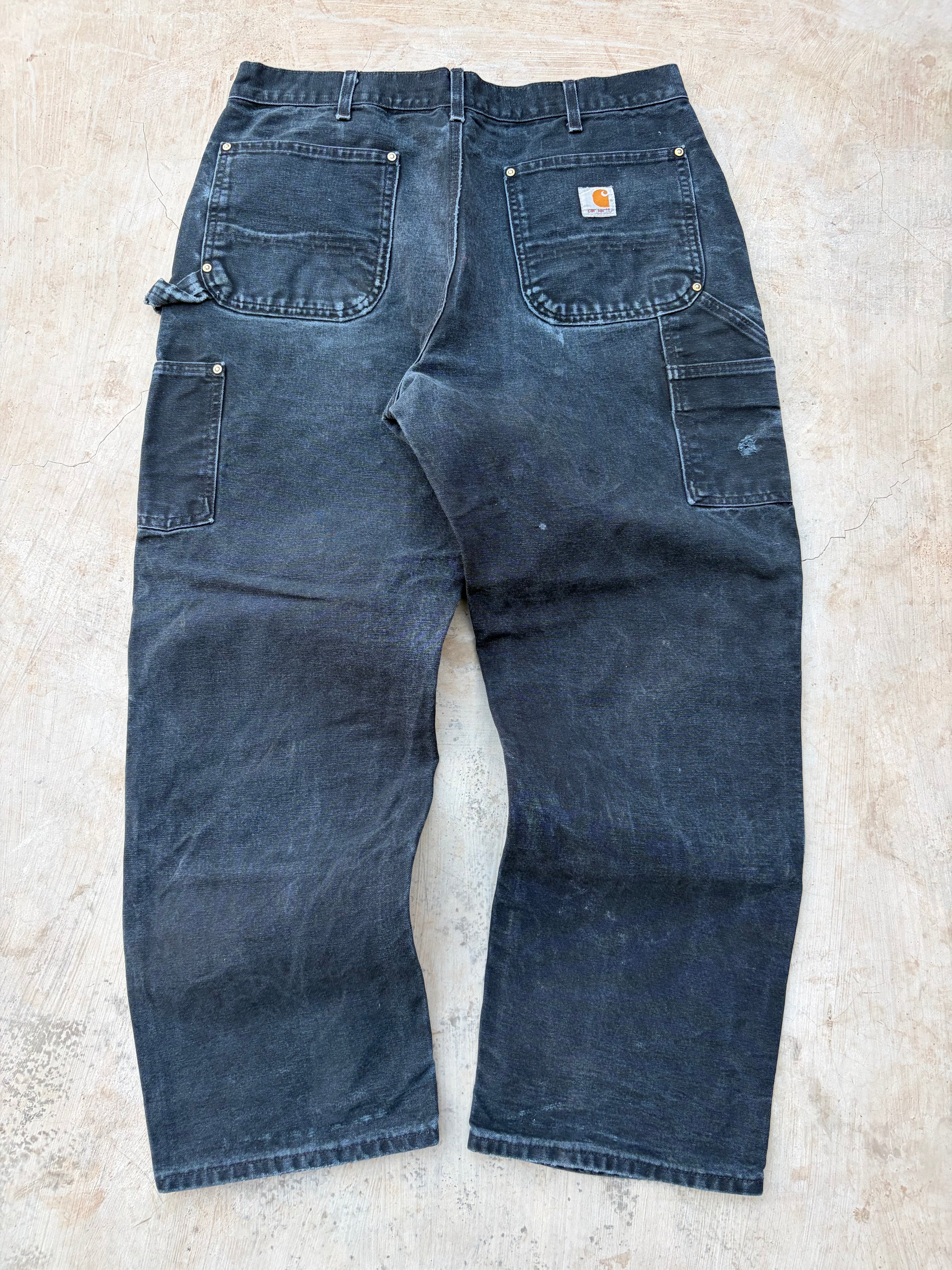 Vintage Carhartt Double Knee Carpenter Pants Faded Black Vintage Workwear 36x29.5