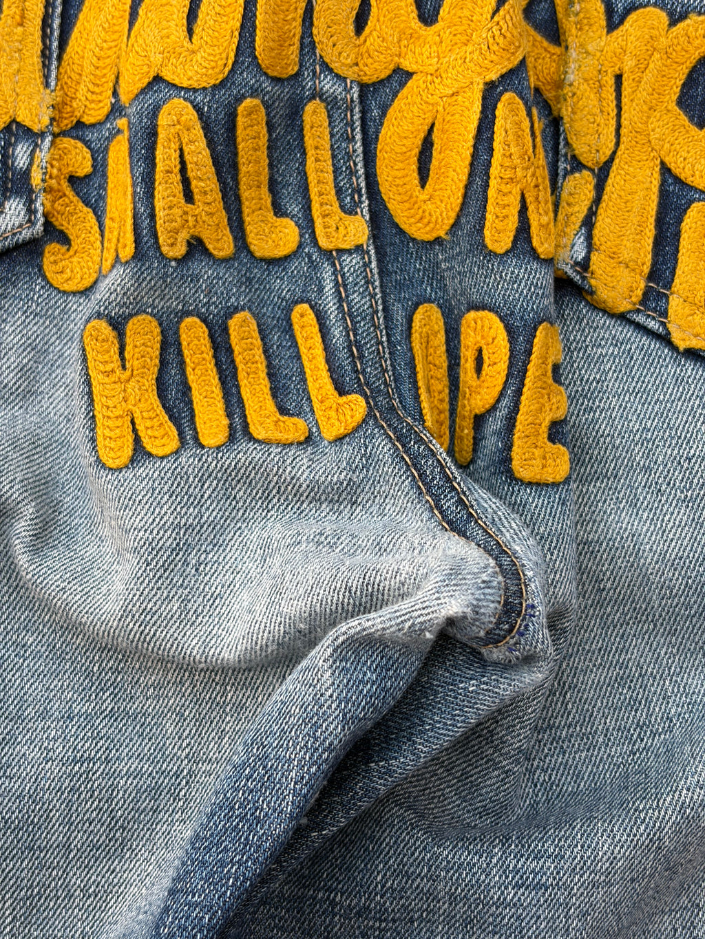 Vintage BAPE Bathing Ape Denim Jeans Big Logo Back Embroidery Y2K 34