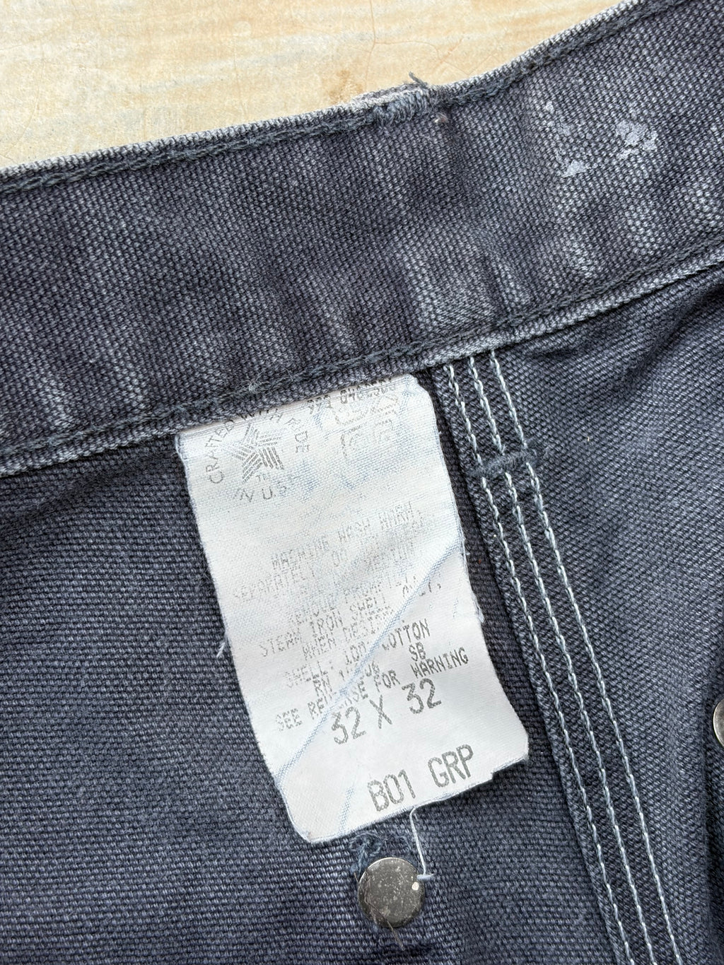 Vintage 90s Carhartt B01 GRP Double Knee Pant Grey Fade 31