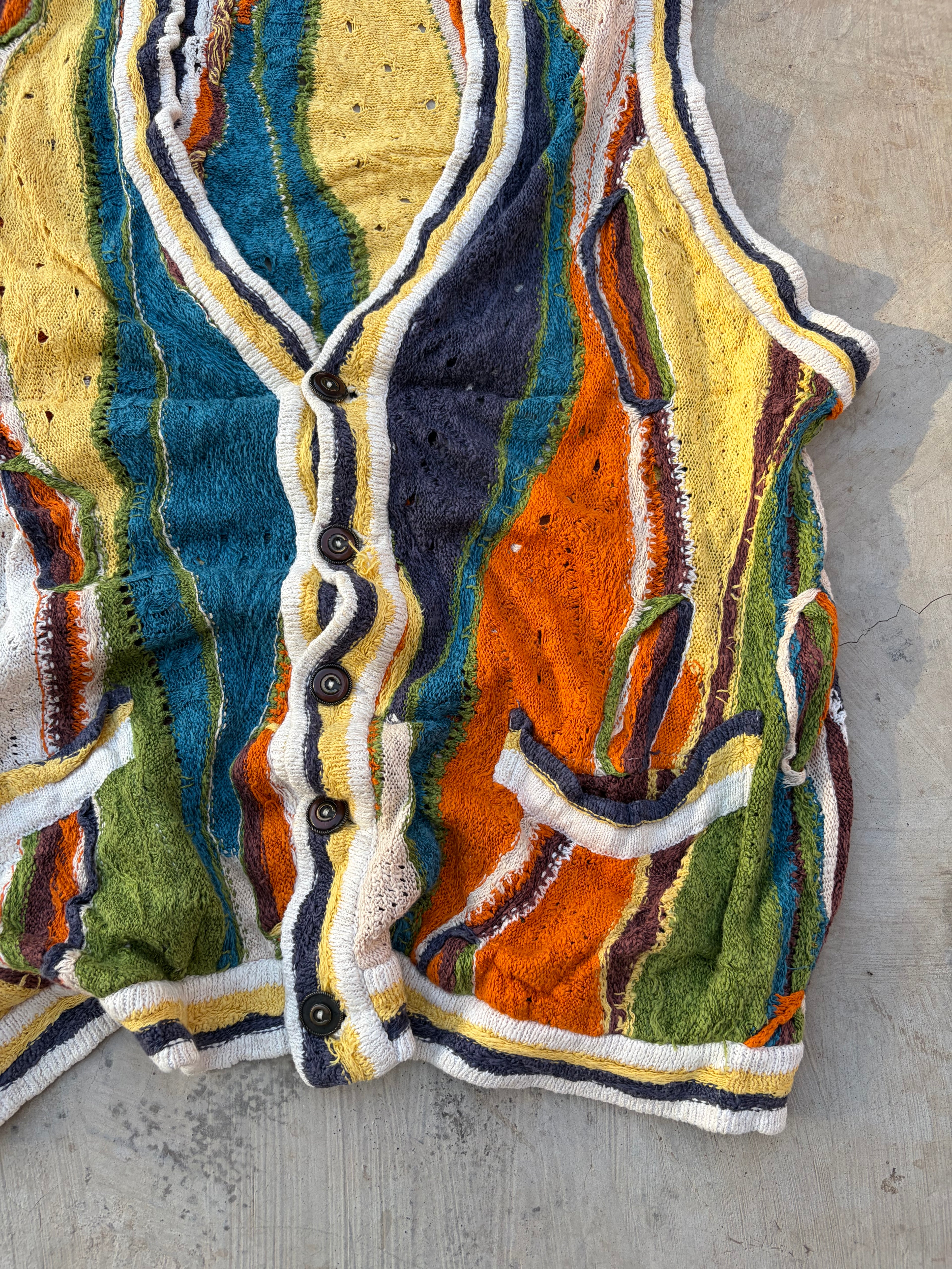 Vintage 90s Coogi Textured Knit Vest Multicolor Button Front Size L