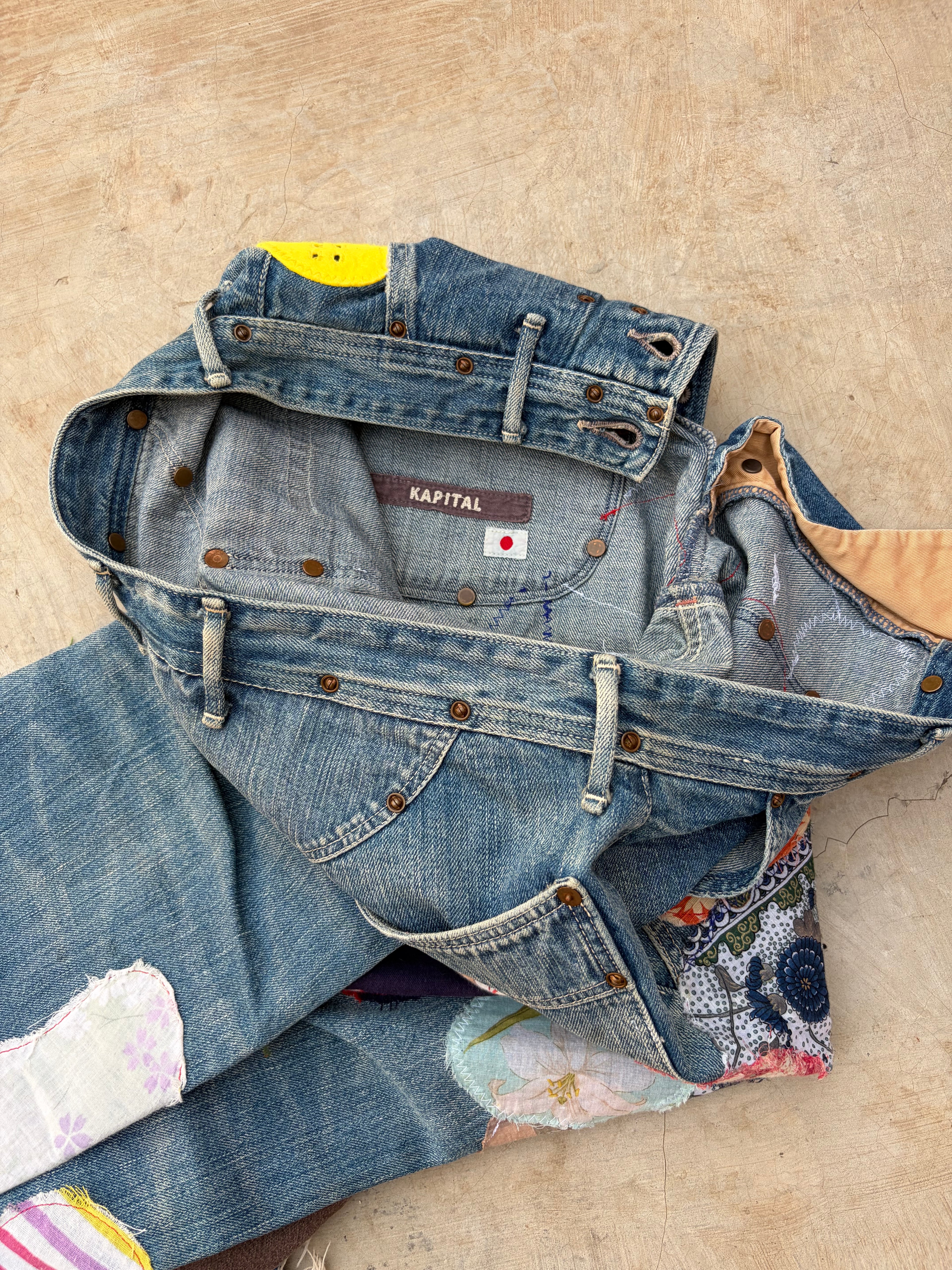 Archive 00s Kapital Kiro Hirata Patchwork Boro Flared Denim Jeans 32
