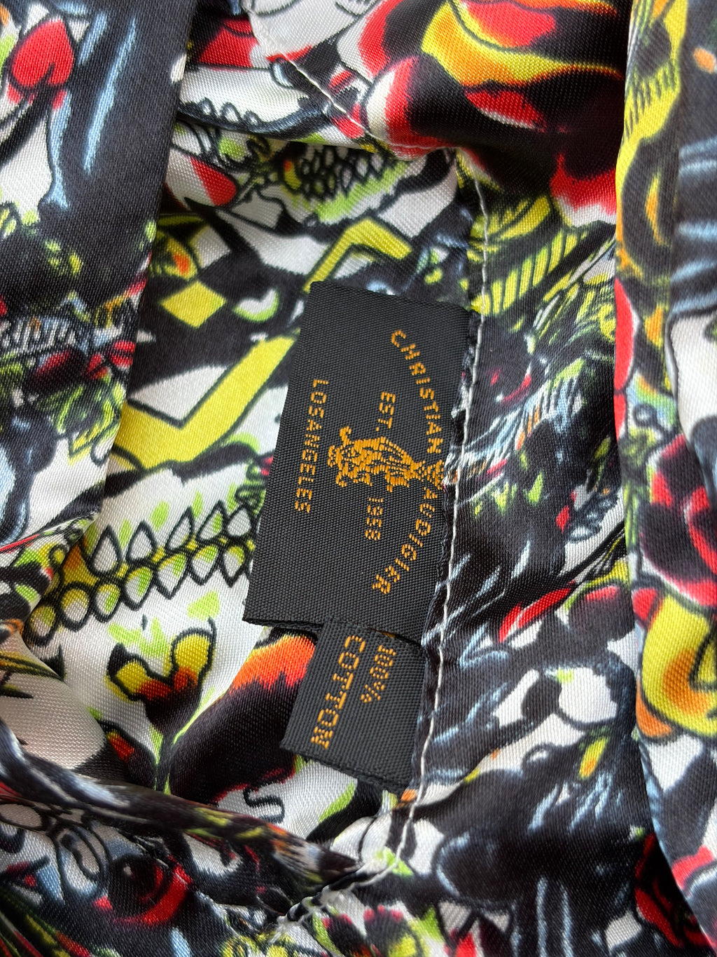 Christian Audigier Reversible Skull Hoodie Detachable Sleeves Y2K Rare L