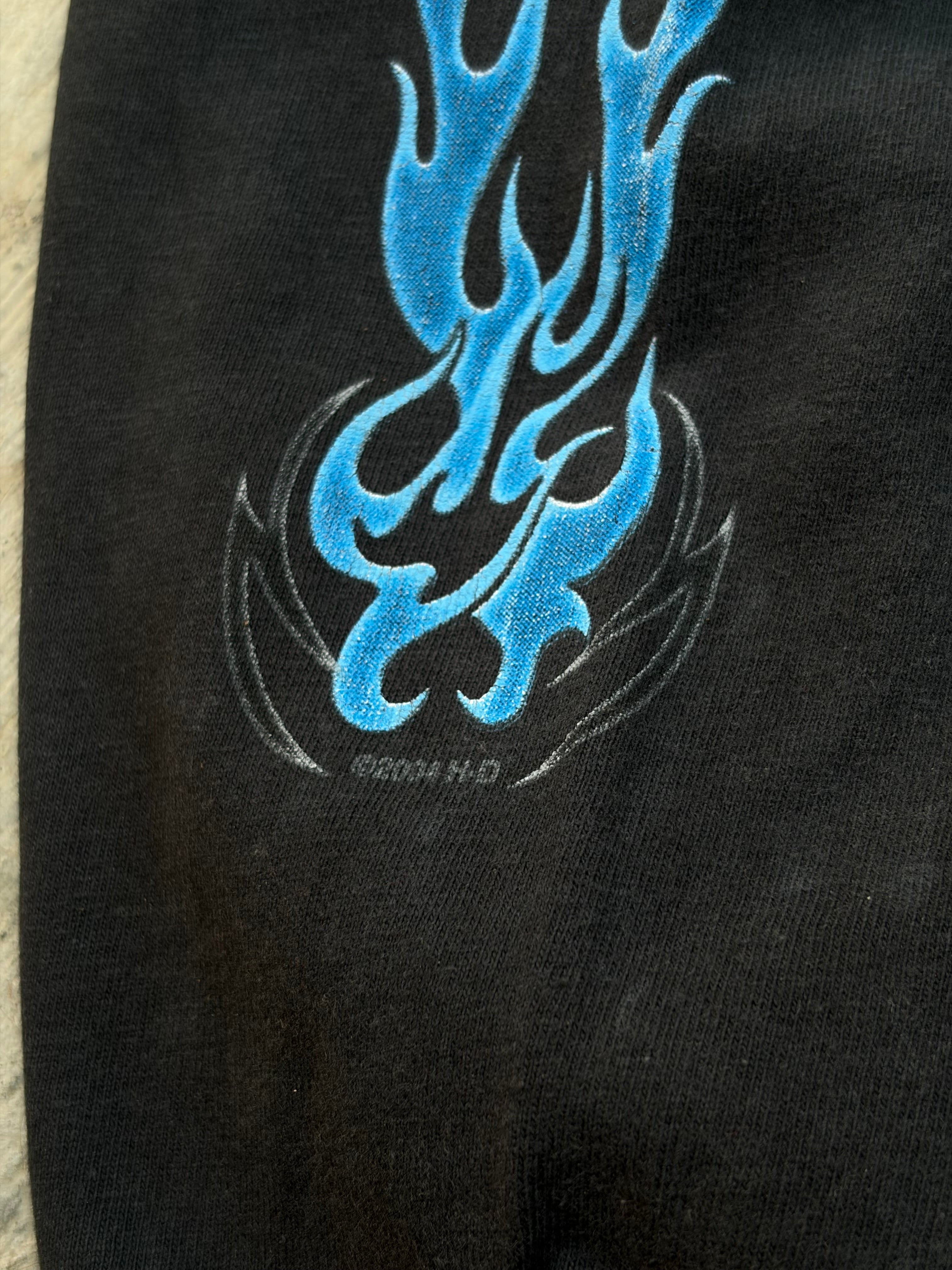 Vintage 00s Harley Davidson Blue Flame Longsleeve Tee L