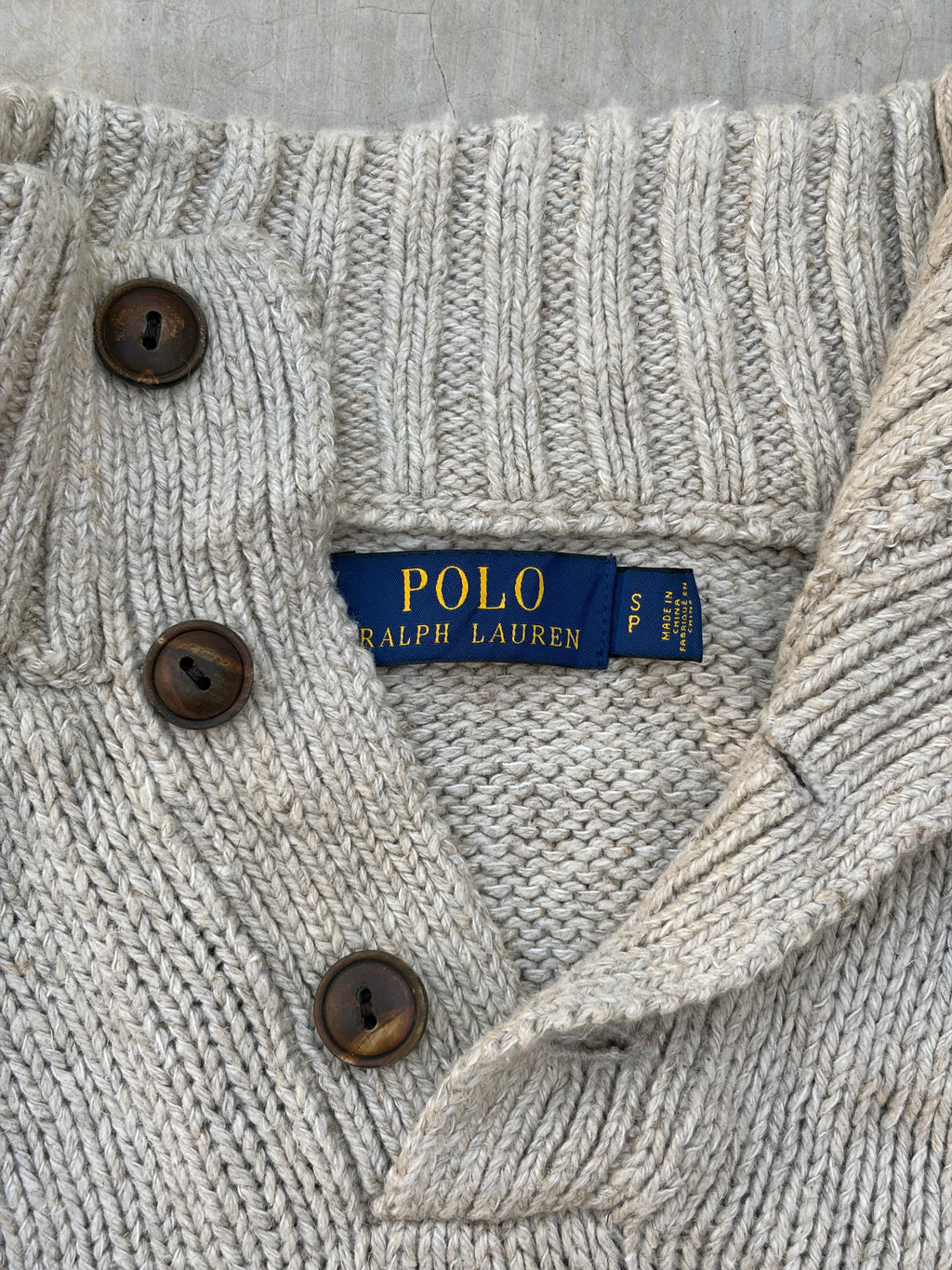Vintage Polo Ralph Lauren USA Flag Shawl Collar Sweater S/M