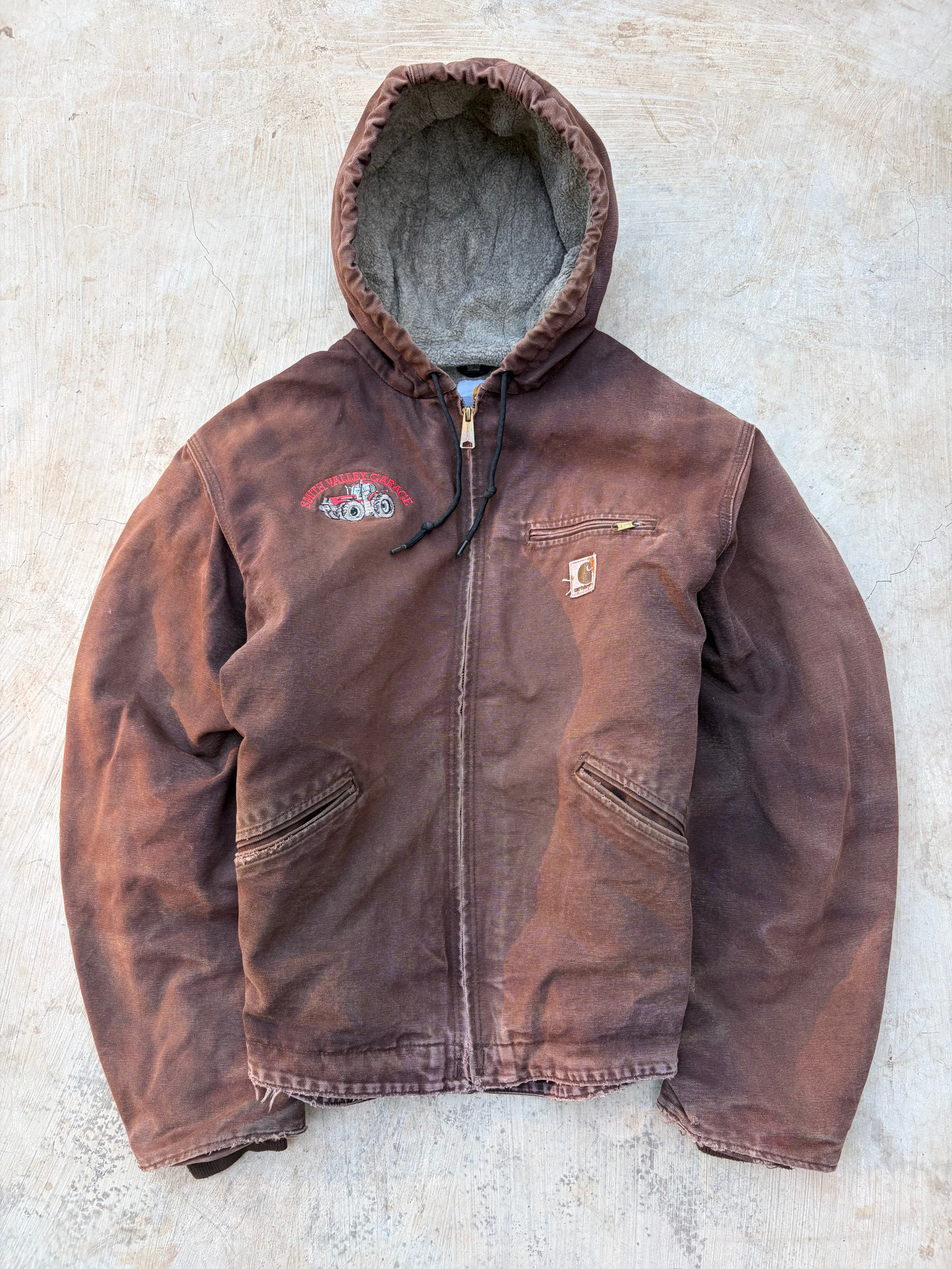 Vintage 00s Carhartt J141 DKD Active Jacket Brown Distressed USA Workwear L
