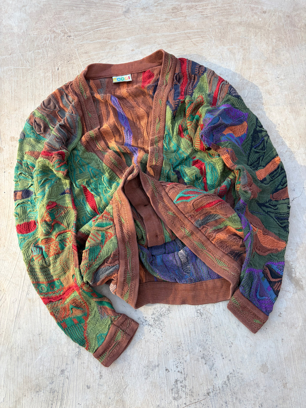 Vintage 90s COOGI Australia 3D Textured Knit Cardigan Size XL