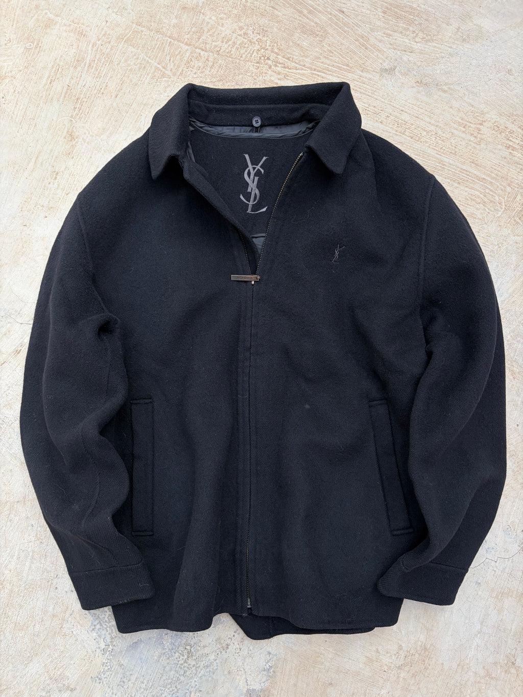 Vintage 00s YSL Yves Saint Lauren Woolen Zip Jacket L