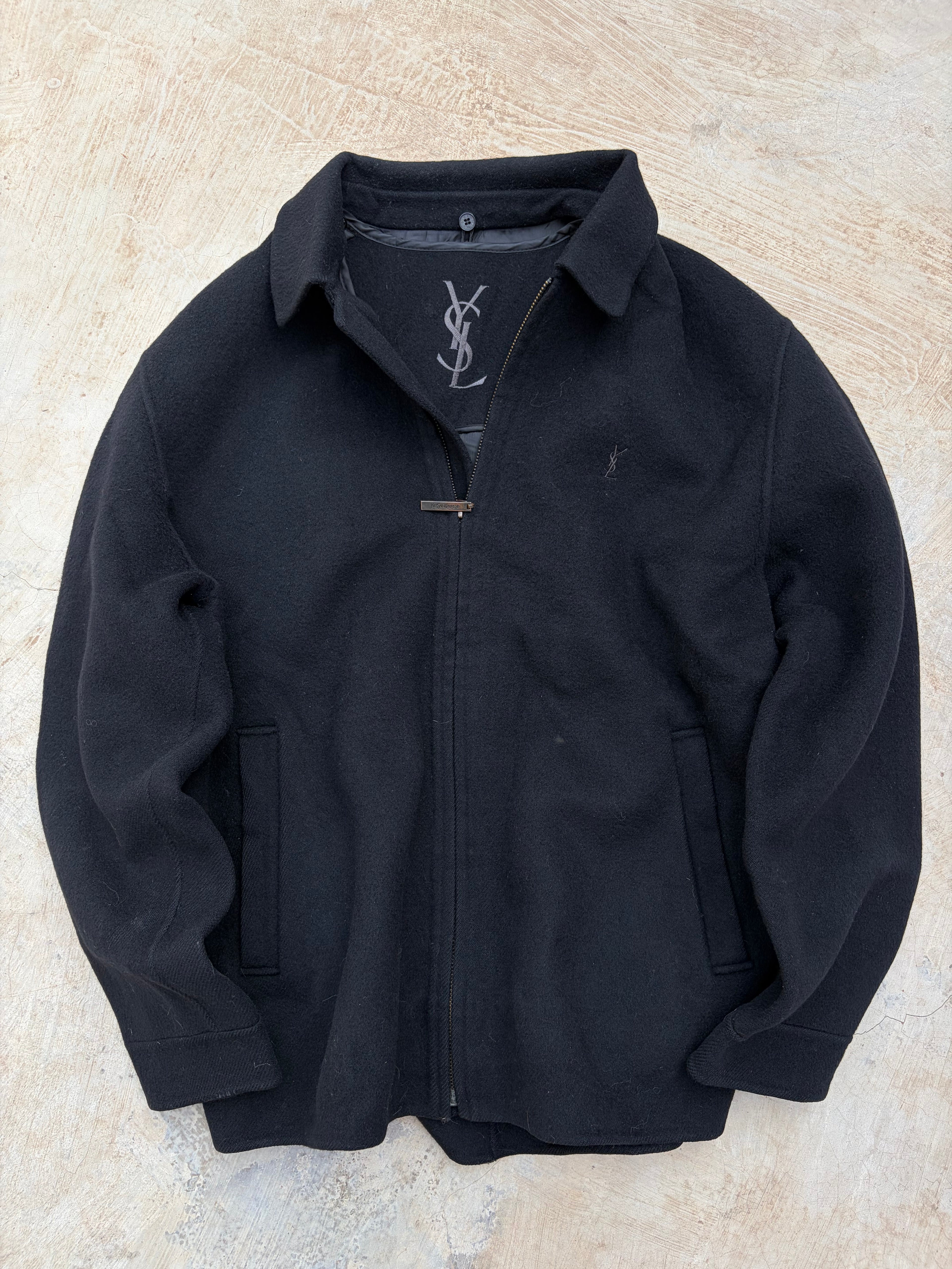 Vintage 00s YSL Yves Saint Lauren Woolen Zip Jacket L