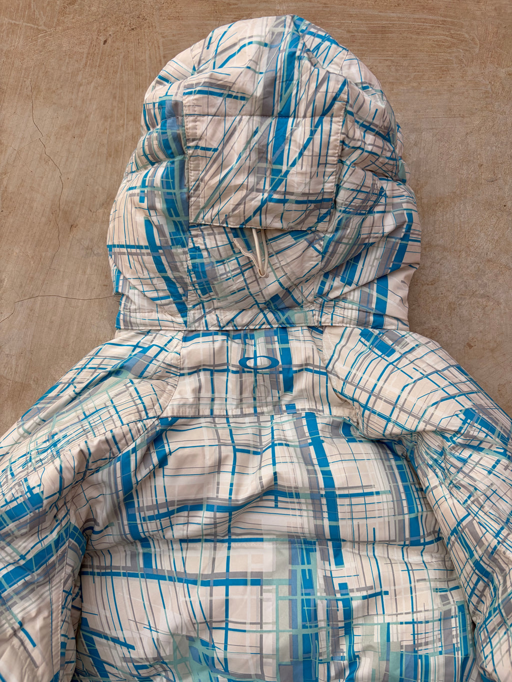 00s Oakley Down Blue Geometric Pattern Magnetic Closure Tech Jacket S/M