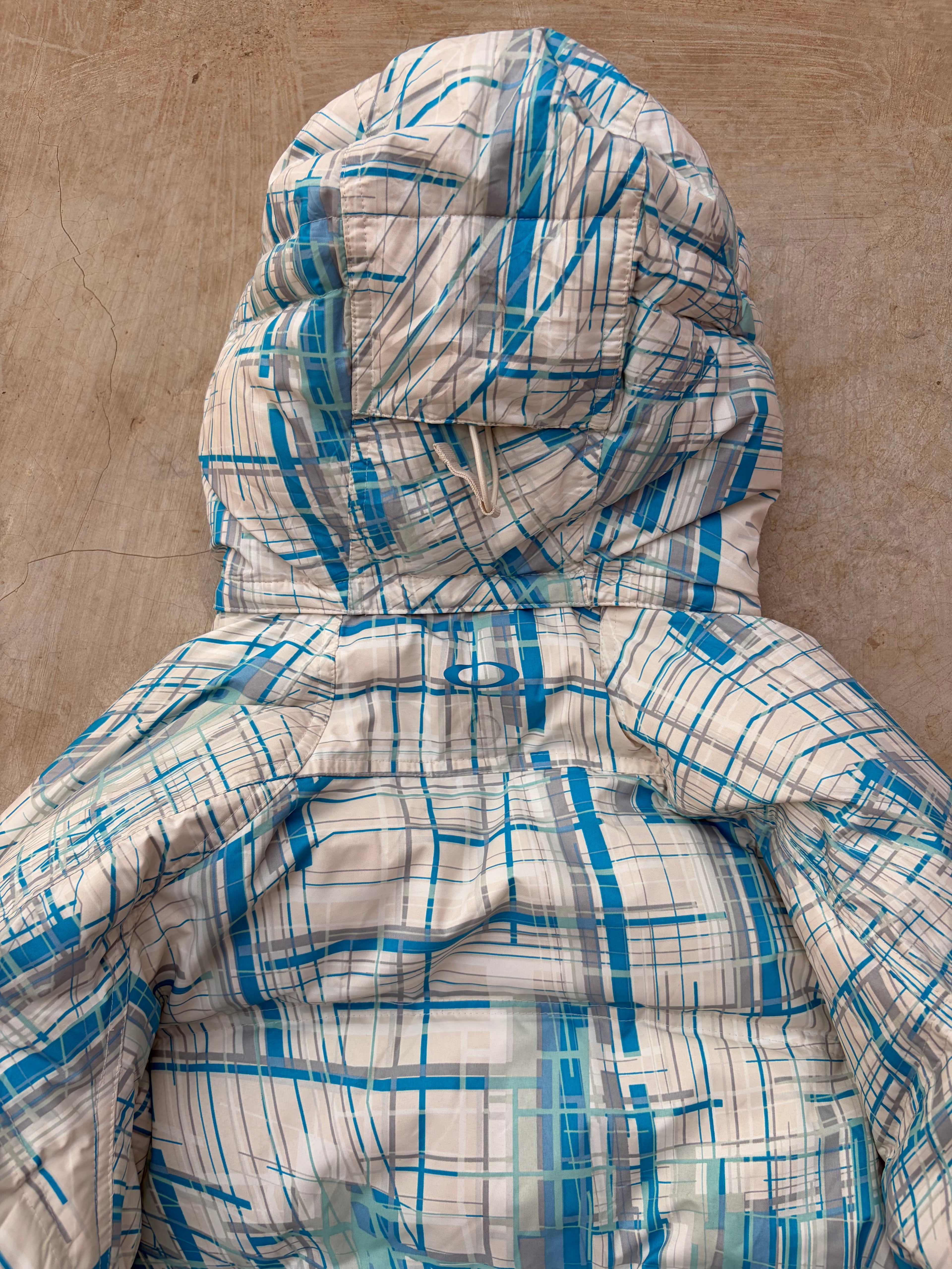 00s Oakley Down Blue Geometric Pattern Magnetic Closure Tech Jacket S/M