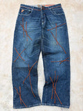 Vintage 00s Akademiks Y2K Orange Stiching Jeans