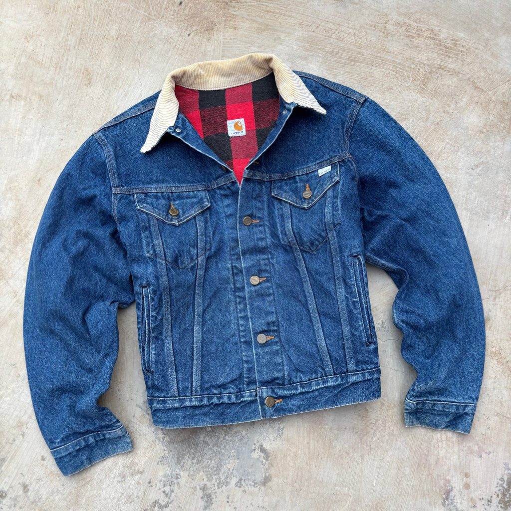 Vintage 80s 1989 100th ANNIVERSARY Carhartt Denim Flannel Trucker M/L