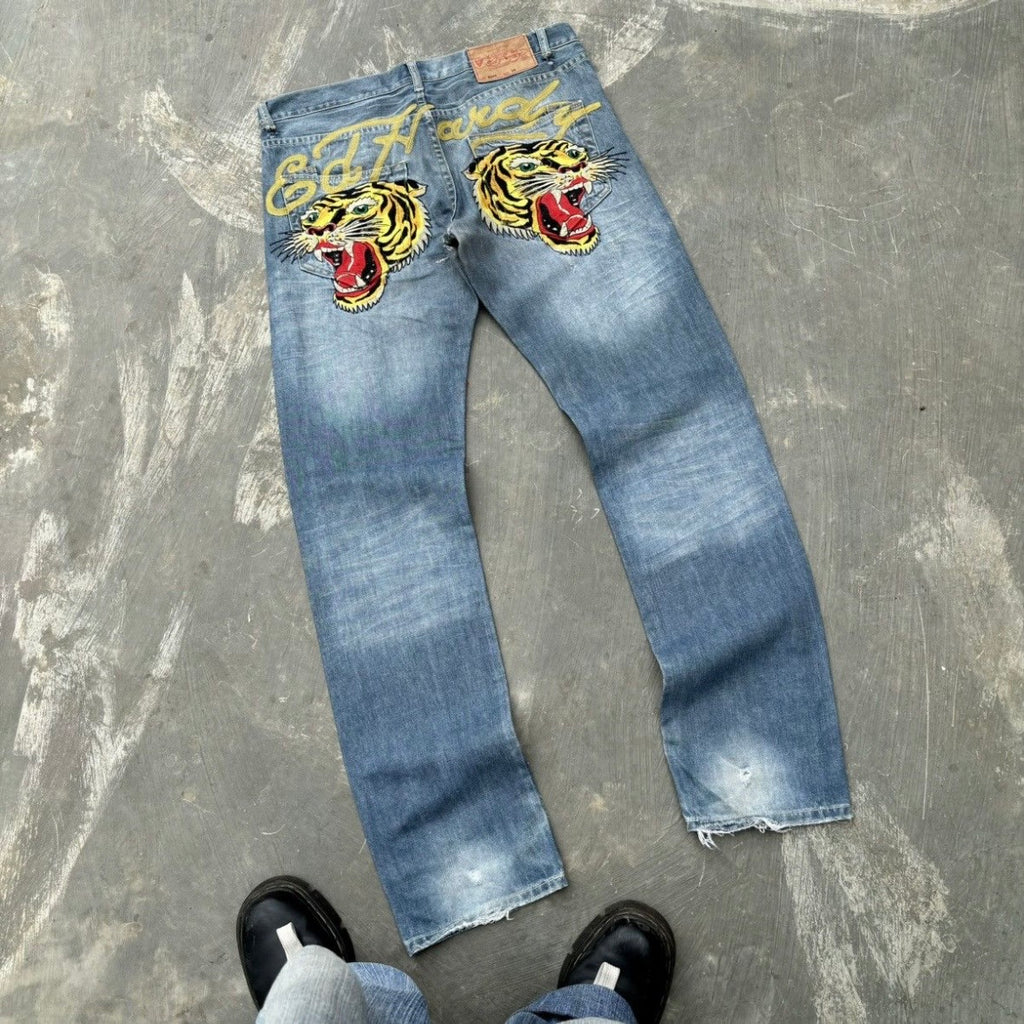 Vintage 00s Edhardy Lion Spell Out Jeans 36
