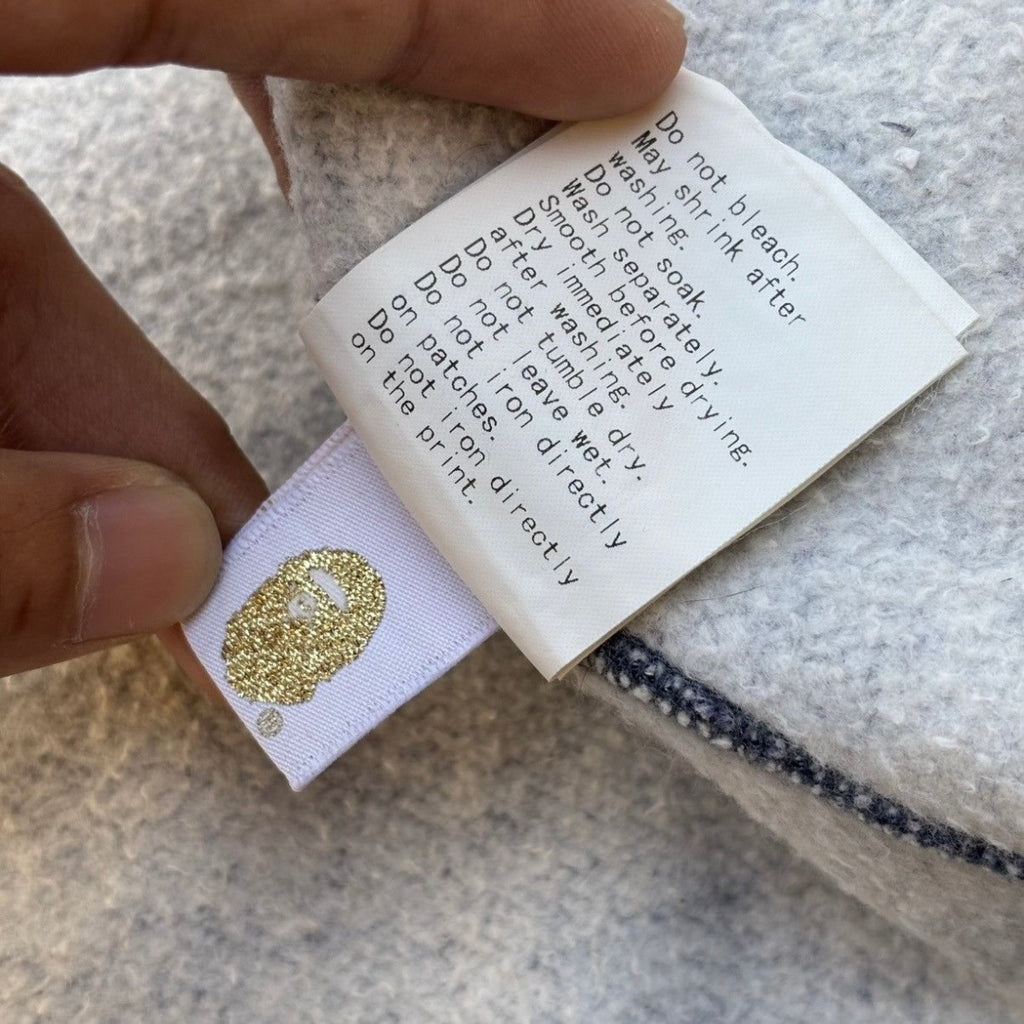 Vintage Bape Heather Shark Full Zip Up Hoodie L