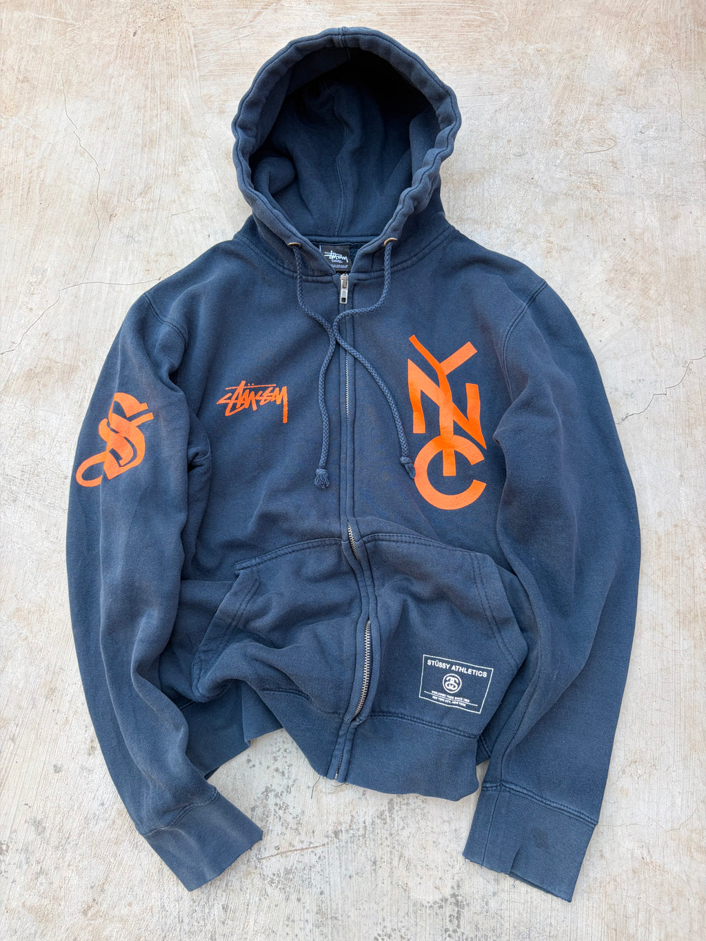 Vintage 2000s Stussy Athletics NYC Zip Hoodie S