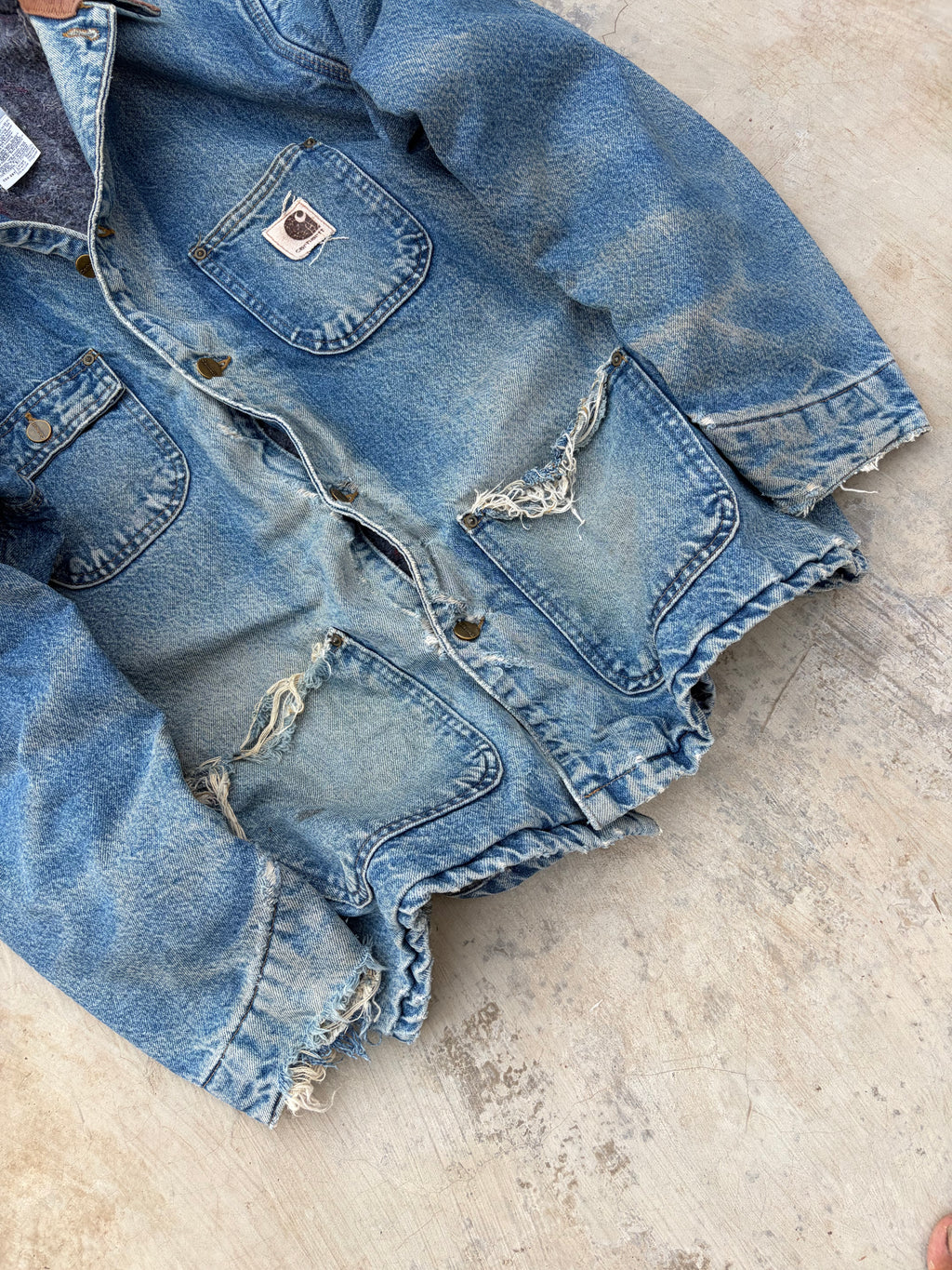 Vintage Carhartt Blanket-Lined Denim Chore Jacket L