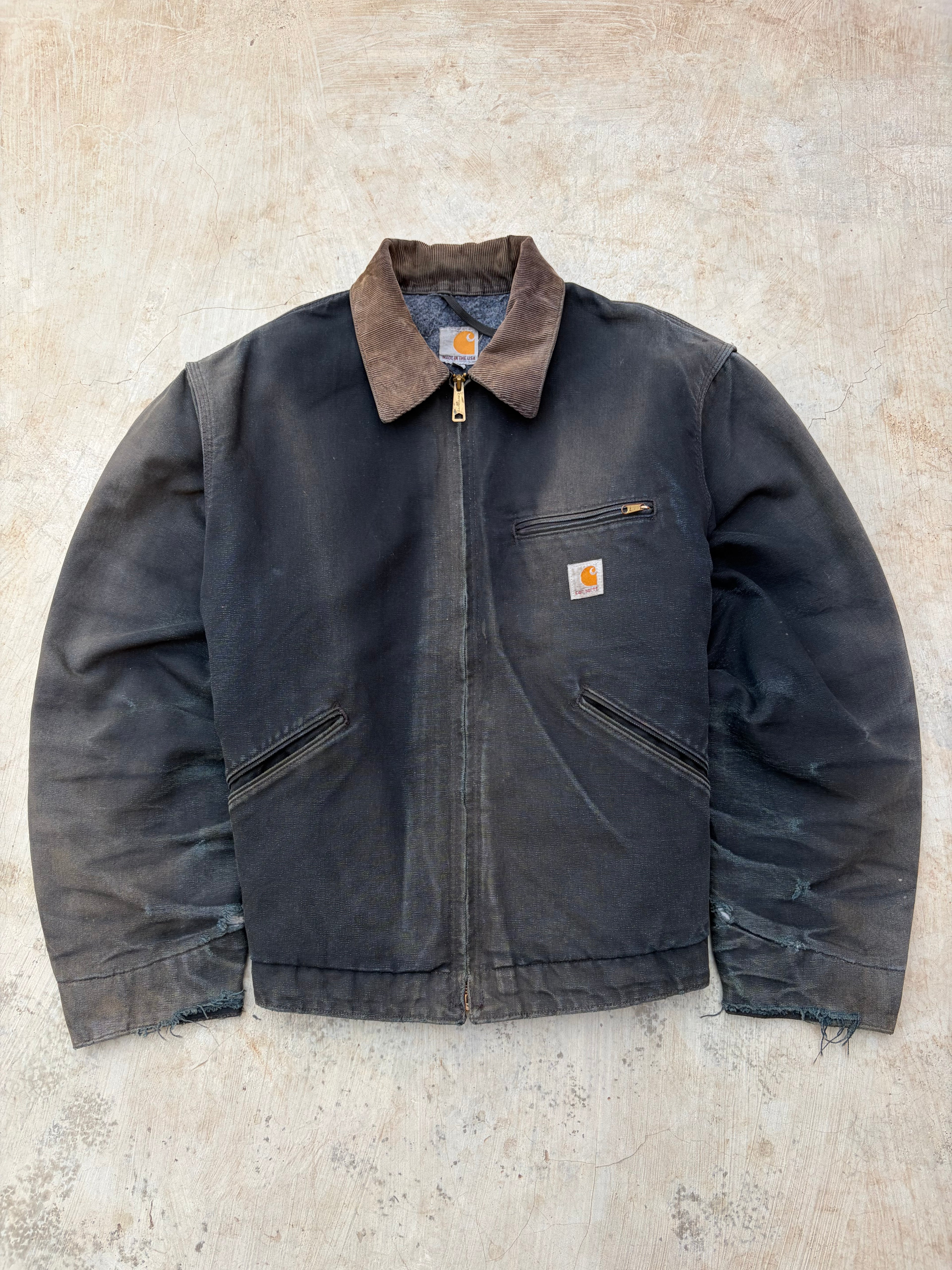 Vintage Sunfaded Distressed Carhartt Detroit Jacket J001 BLK L
