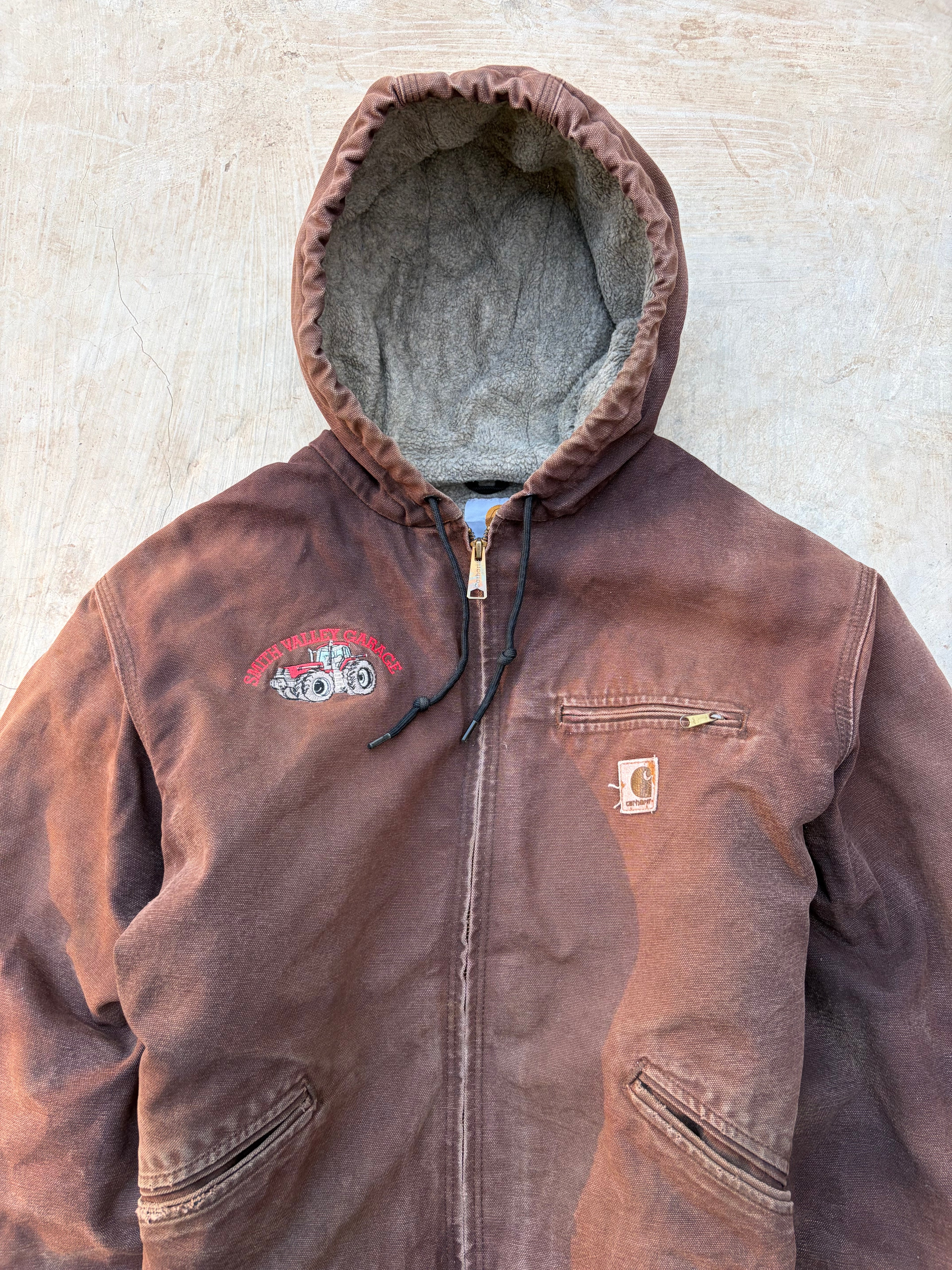 Vintage 00s Carhartt J141 DKD Active Jacket Brown Distressed USA Workwear L