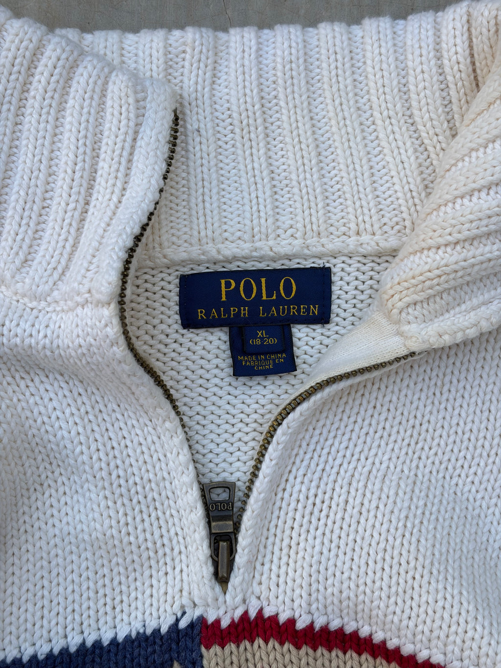 Vintage Polo Ralph Lauren American Flag 1/4 Zip Sweater S