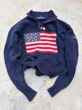 Vintage 90s Polo Sport Ralph Lauren Flag Quarter Zip Knitwear S
