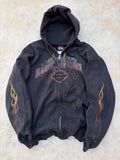 Vintage 2011 Y2K Harley-Davidson Flame Sleeve Full-Zip Hoodie L