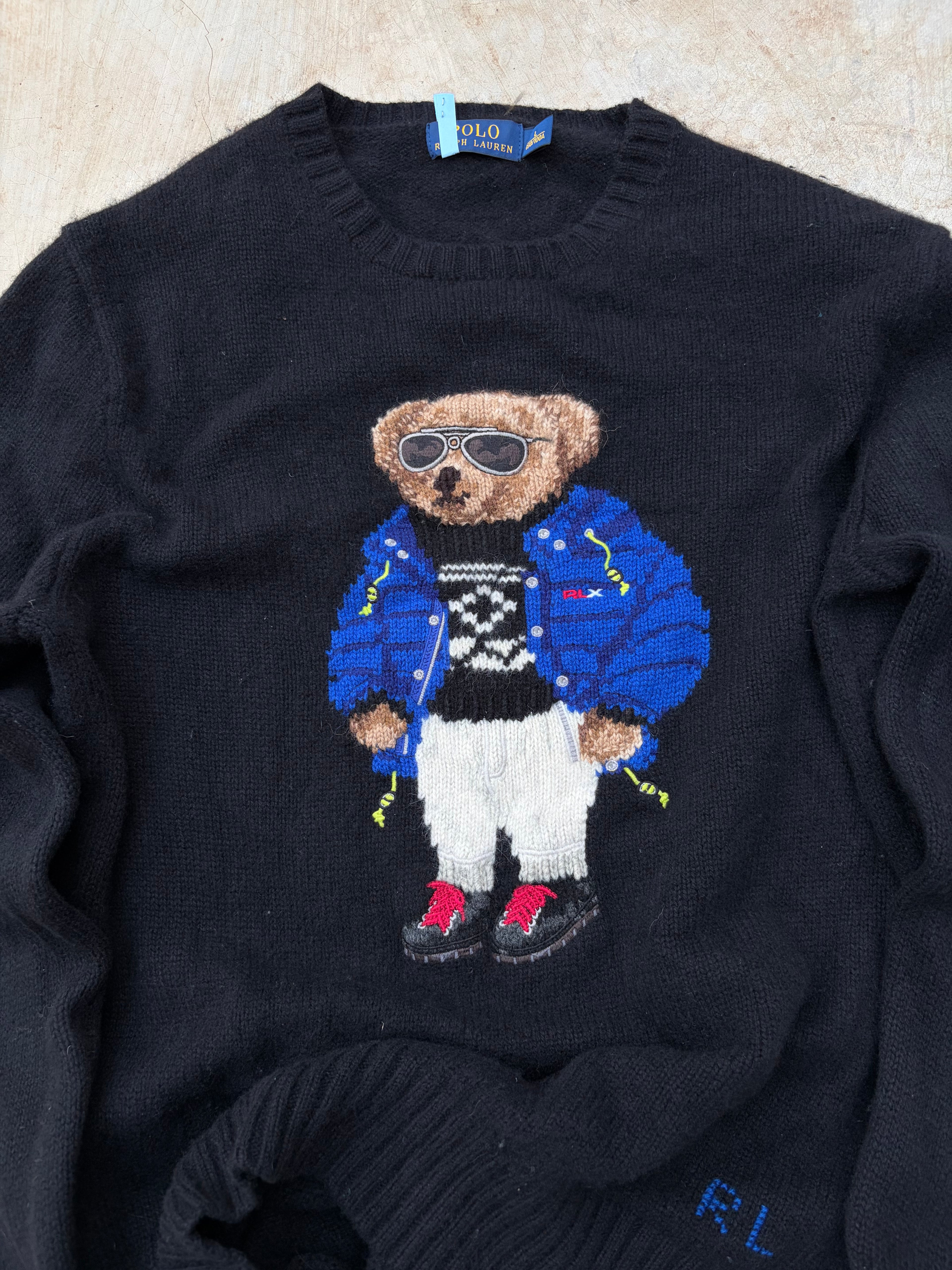 Vintage 00s Polo Ralph Lauren Ski-Bear Knit Sweater L